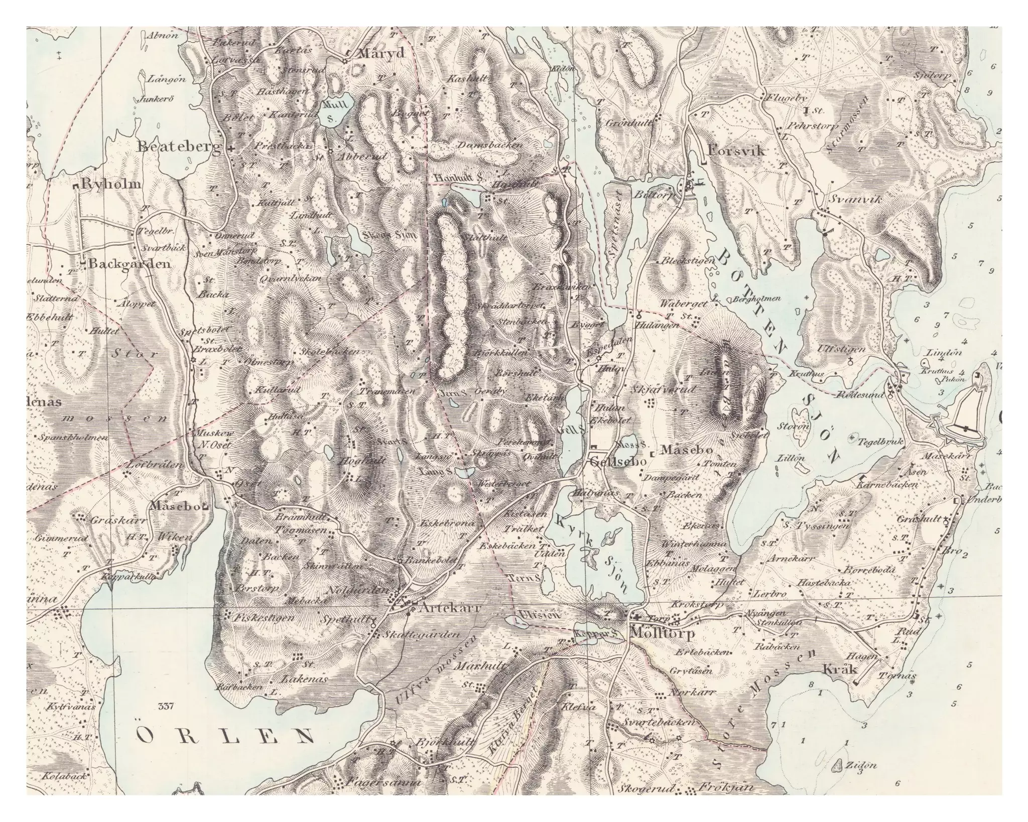 Historisk karta över Mölltorp, år 1860