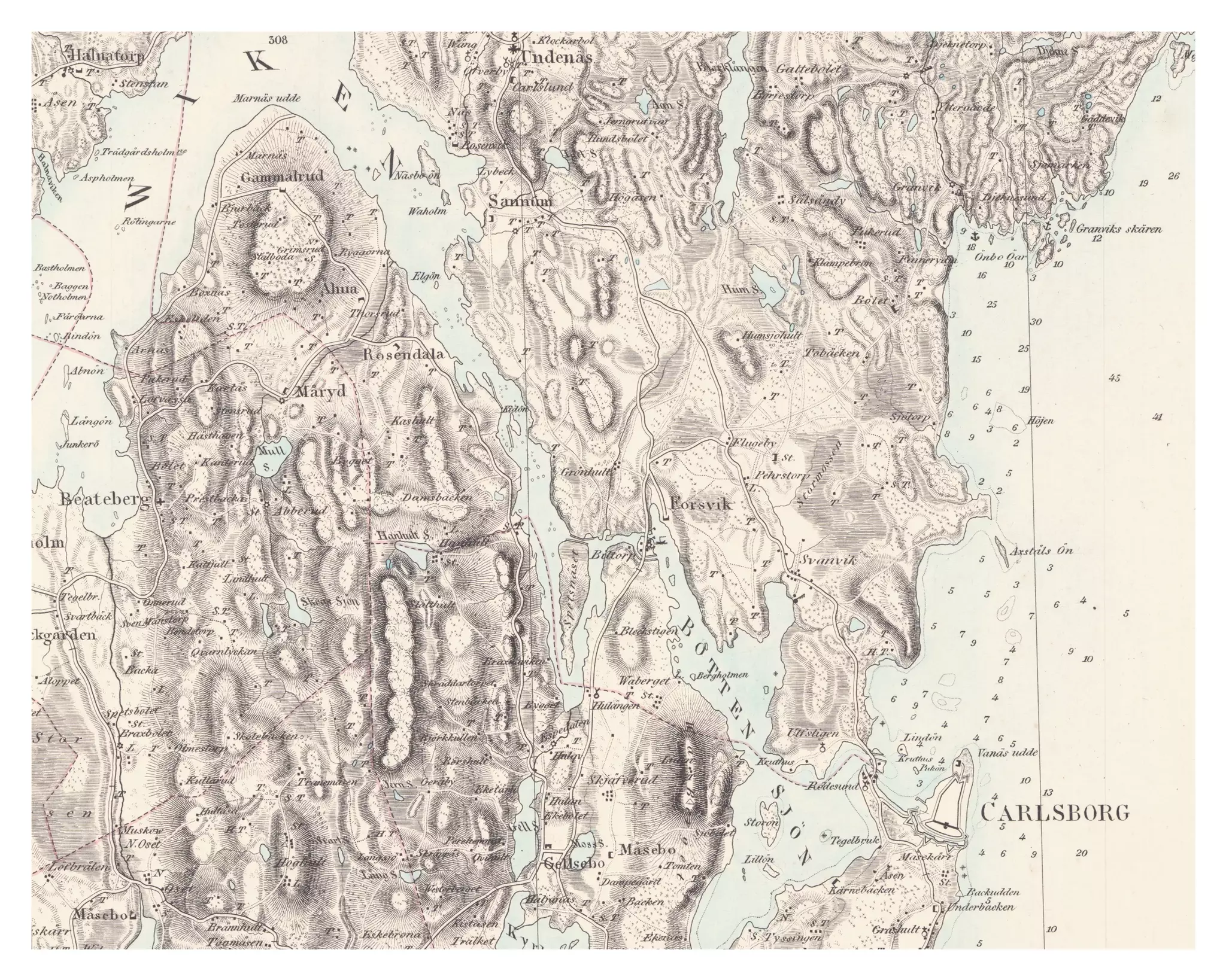 Historisk karta över Forsvik, år 1860