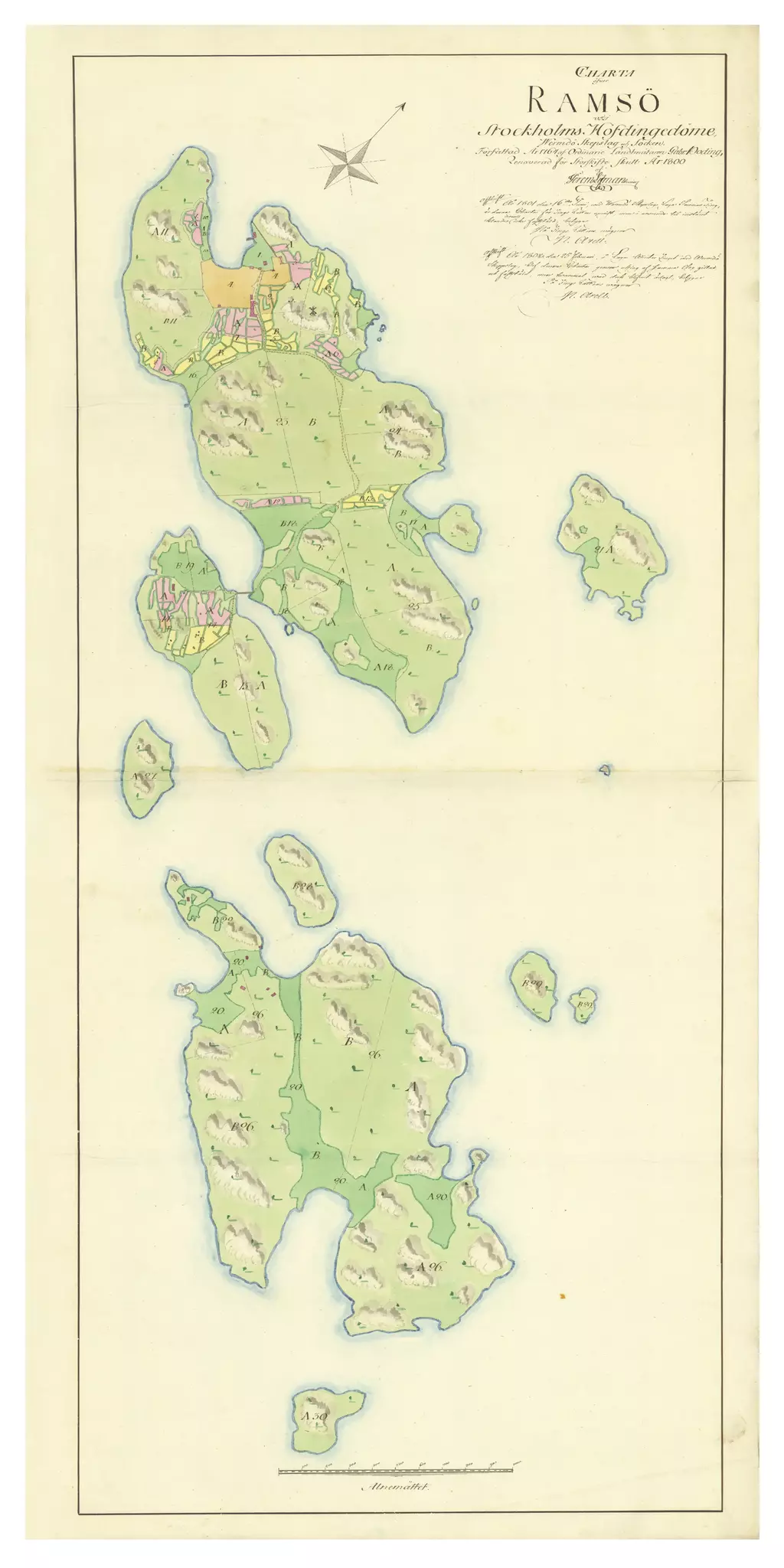 Historisk karta över Ramsö (Stockholms skärgård), år 1800