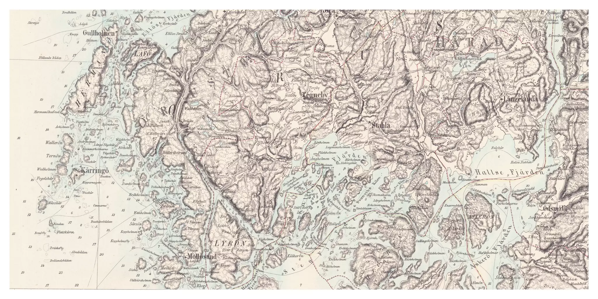 Historisk karta över Stigfjorden, år 1858