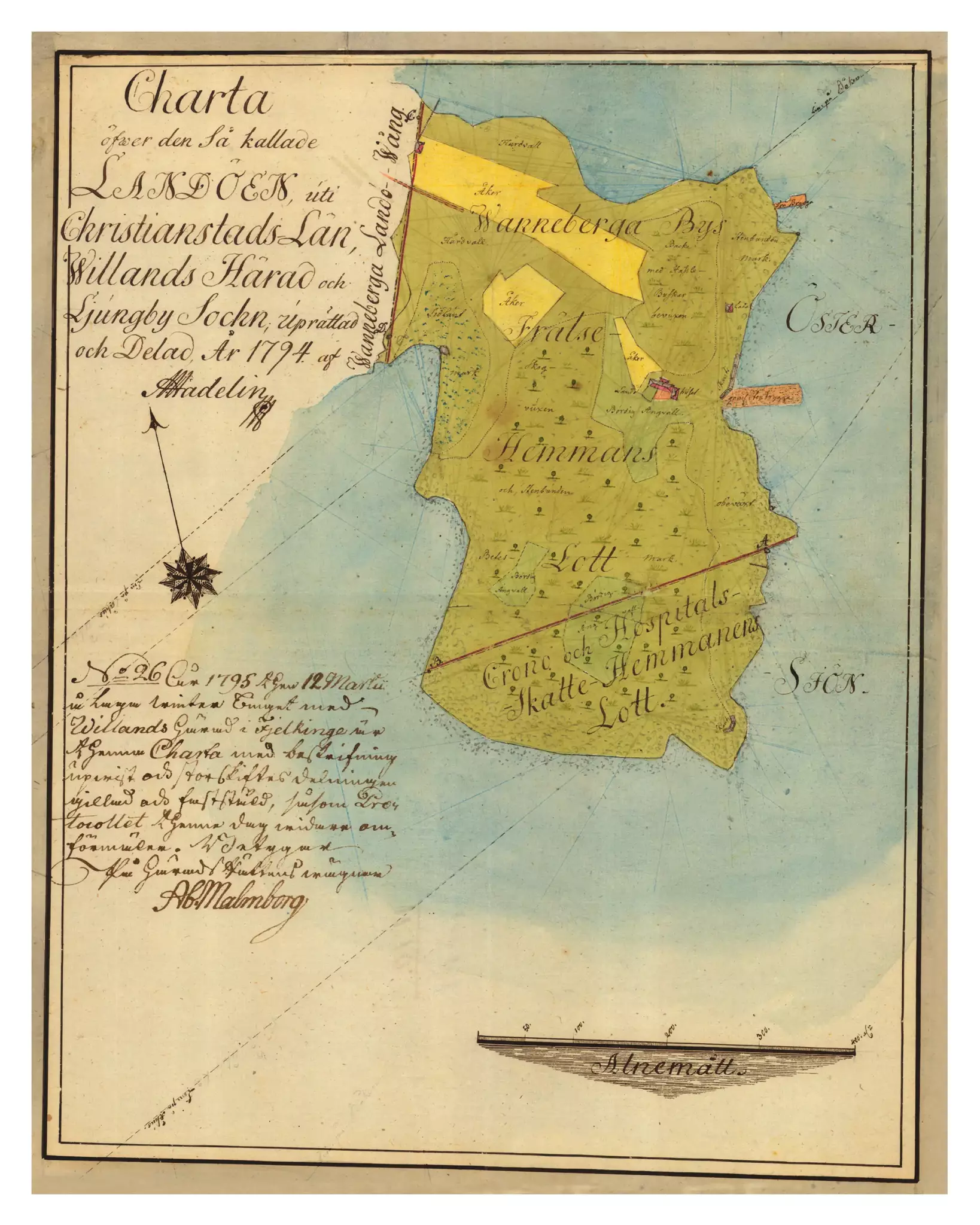 Historisk karta över Landön, år 1794