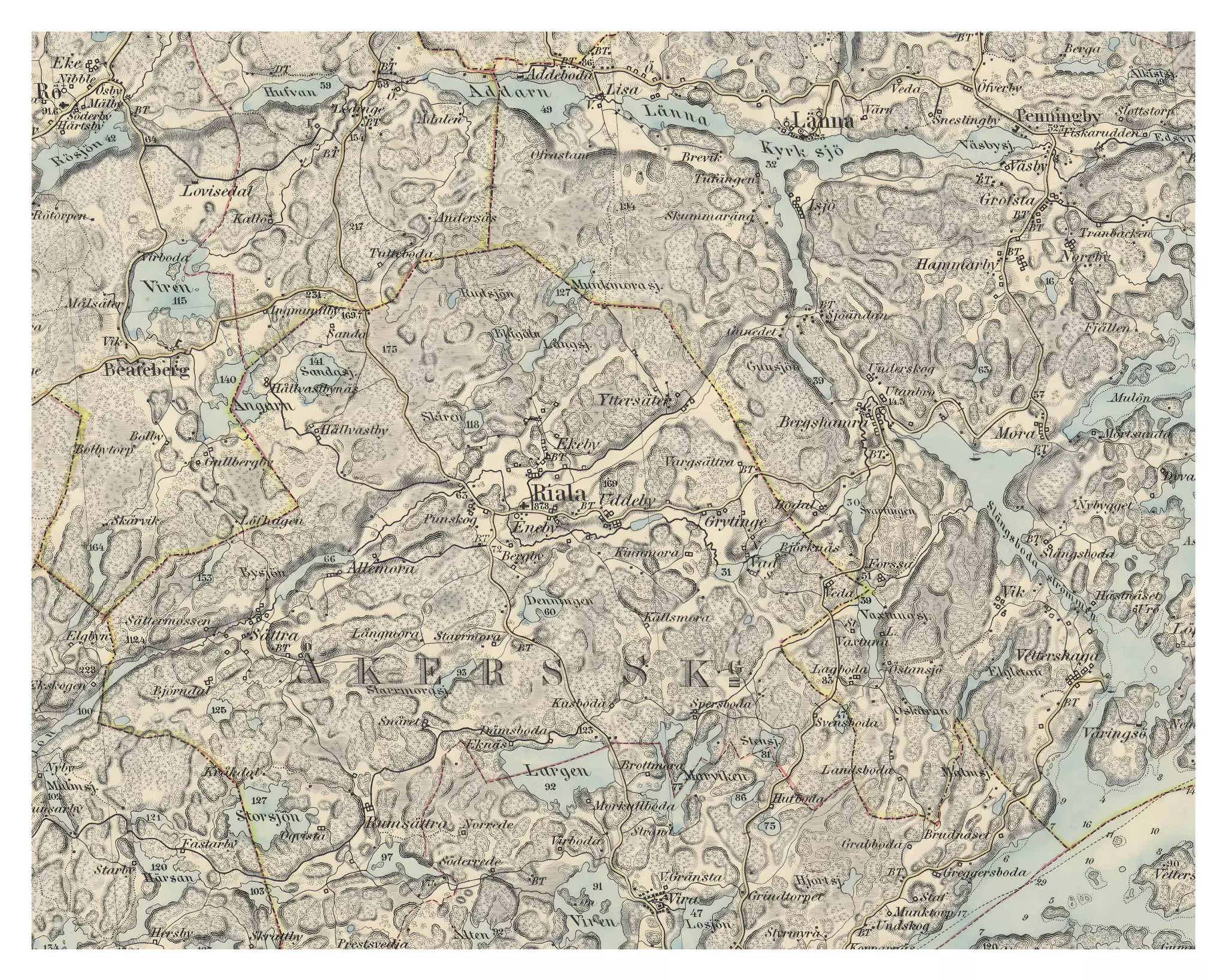 Historisk karta över Riala, år 1879