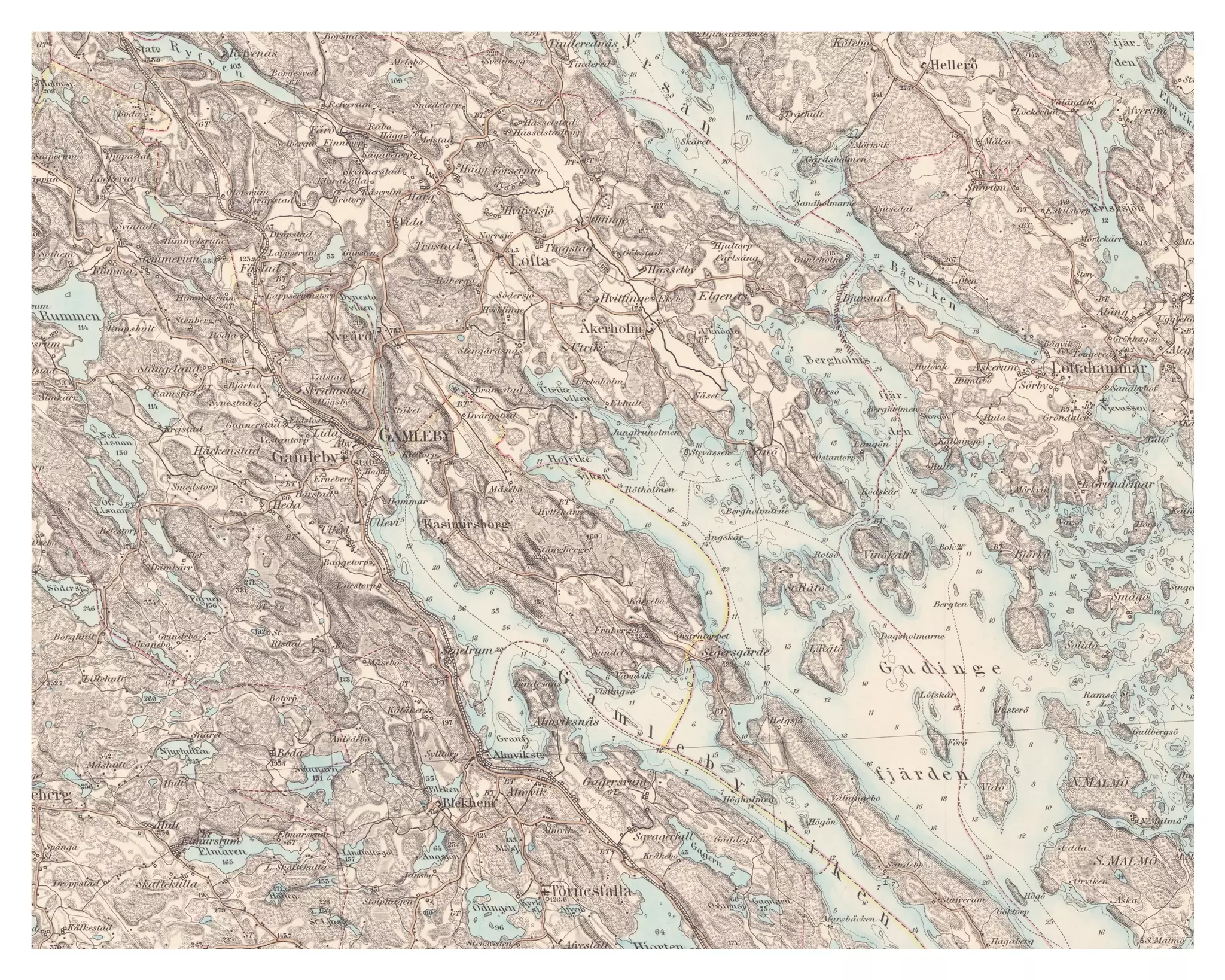 Historisk karta över Gamleby, år 1883