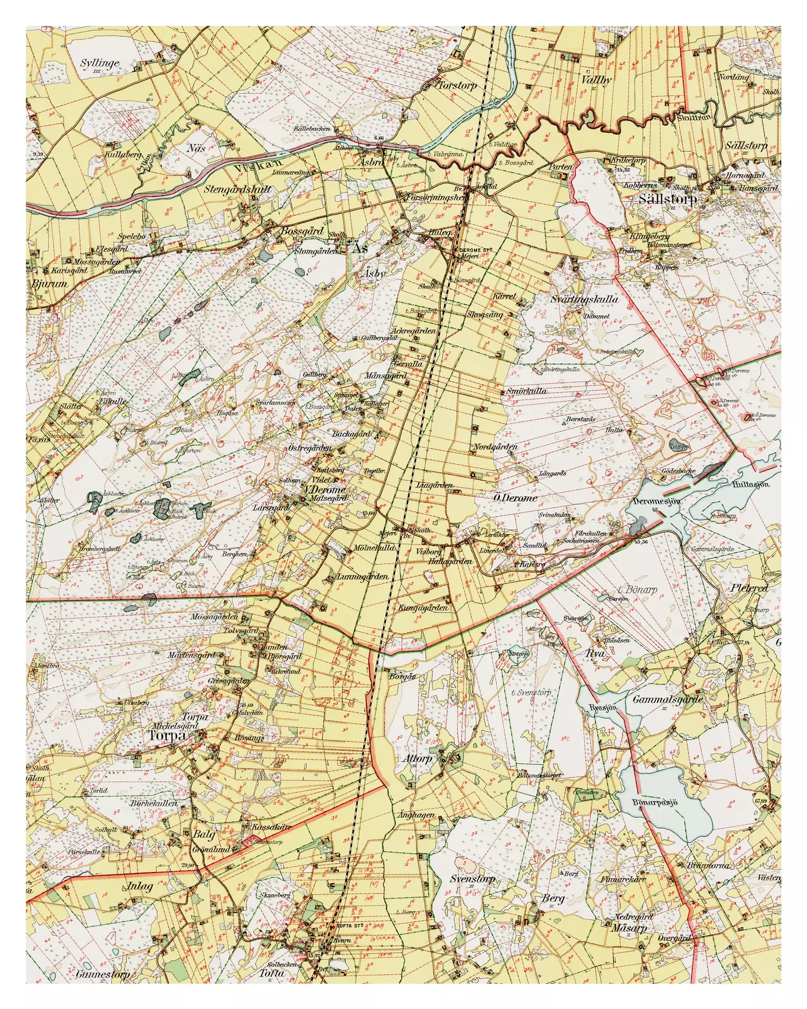 Historisk karta över Derome, år 1926