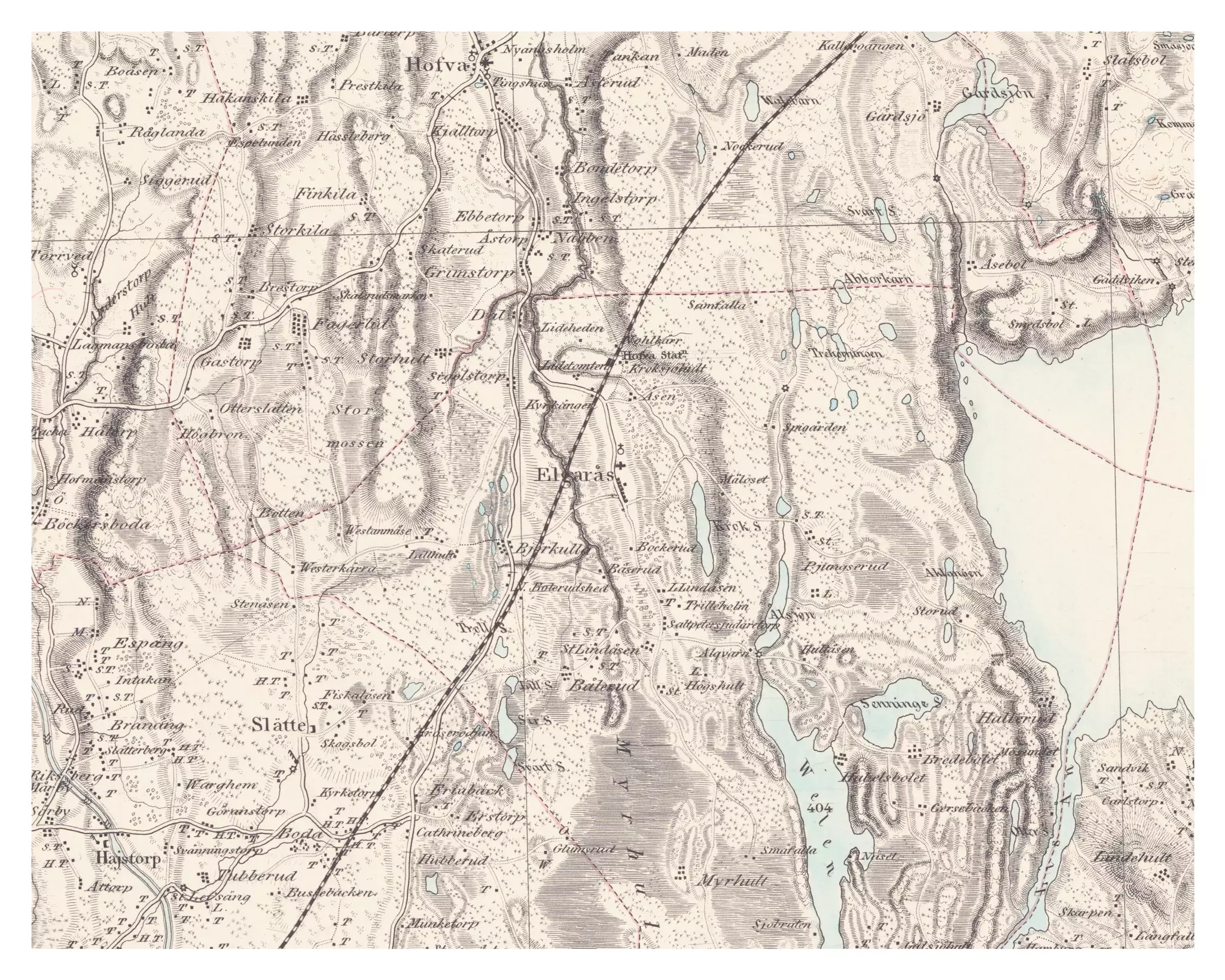 Historisk karta över Älgarås, år 1860