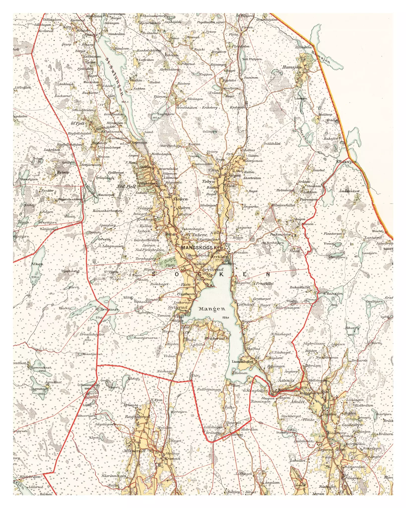 Historisk karta över Mangskog, år 1890