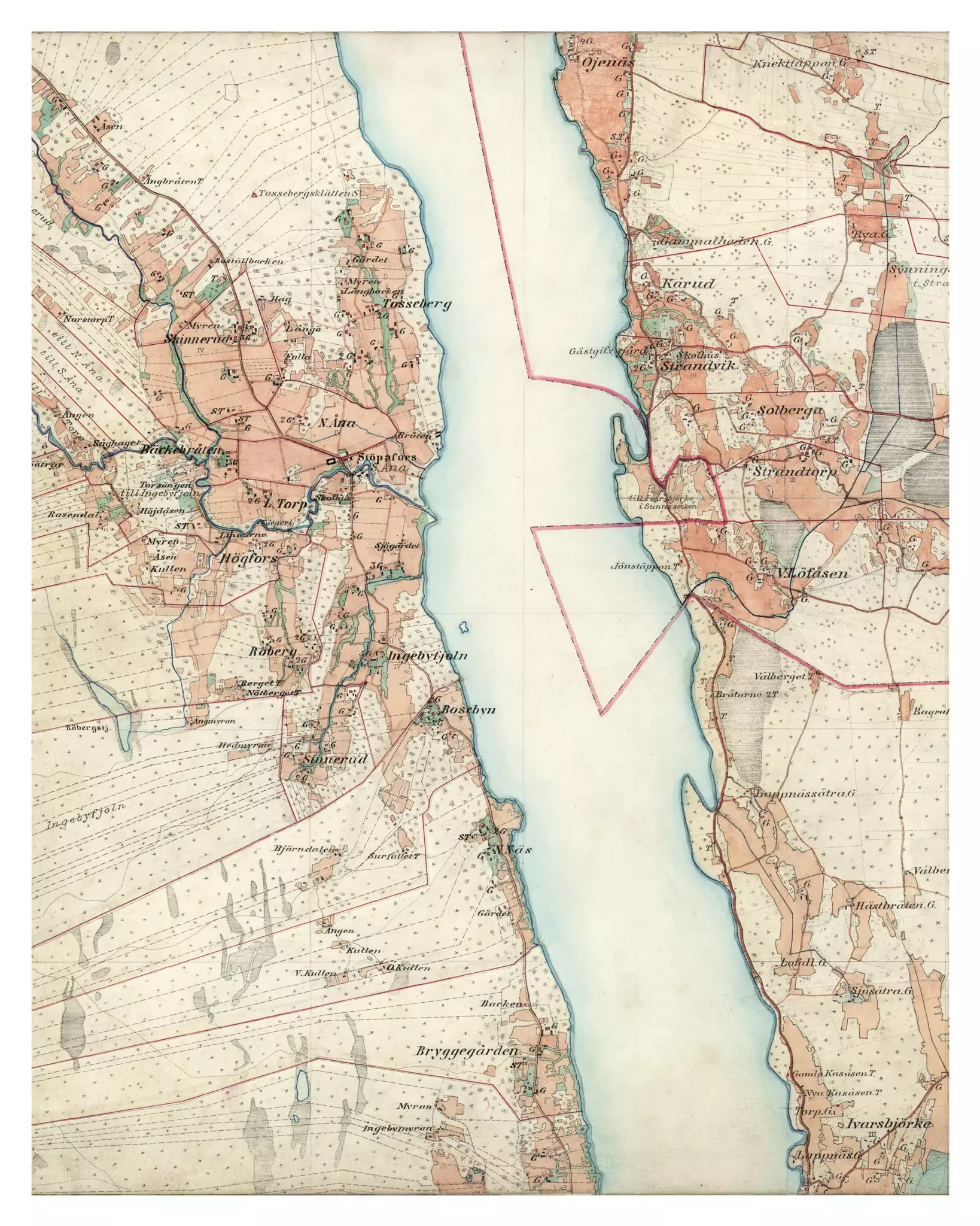 Historisk karta över Stöpafors, år 1883-1895