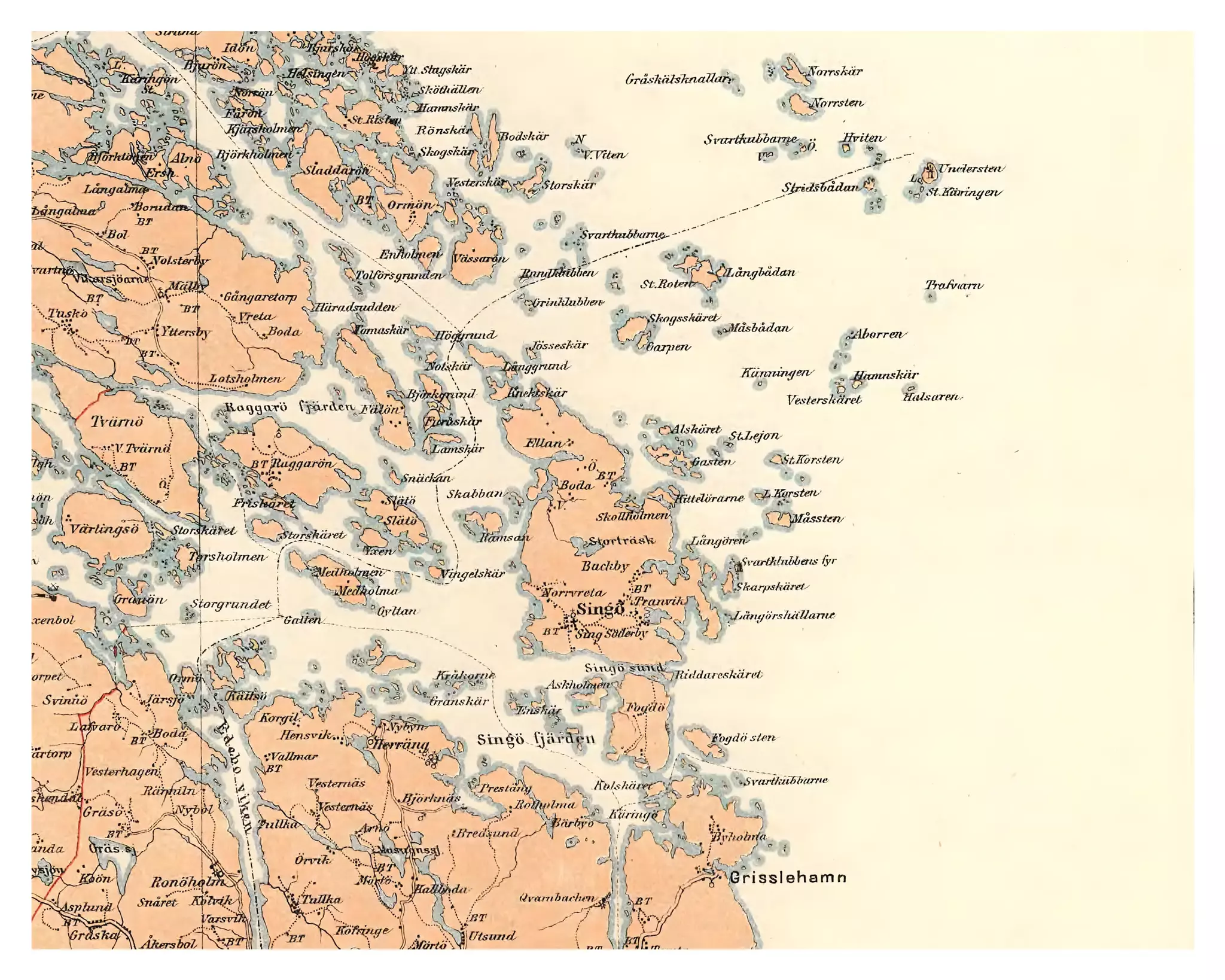 Historisk karta över Singö, år 1886
