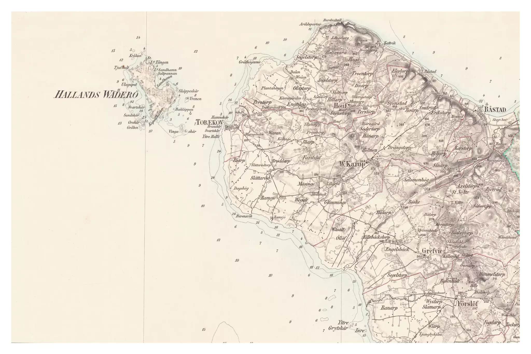 Historisk karta över Bjärehalvön, år 1861