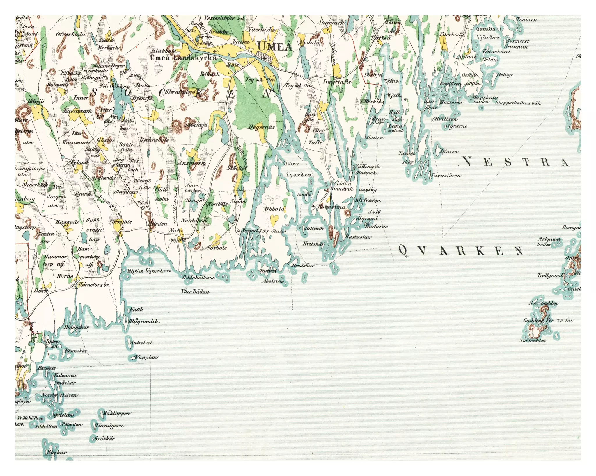 Historisk karta över Umeåtrakten, år 1870-1878