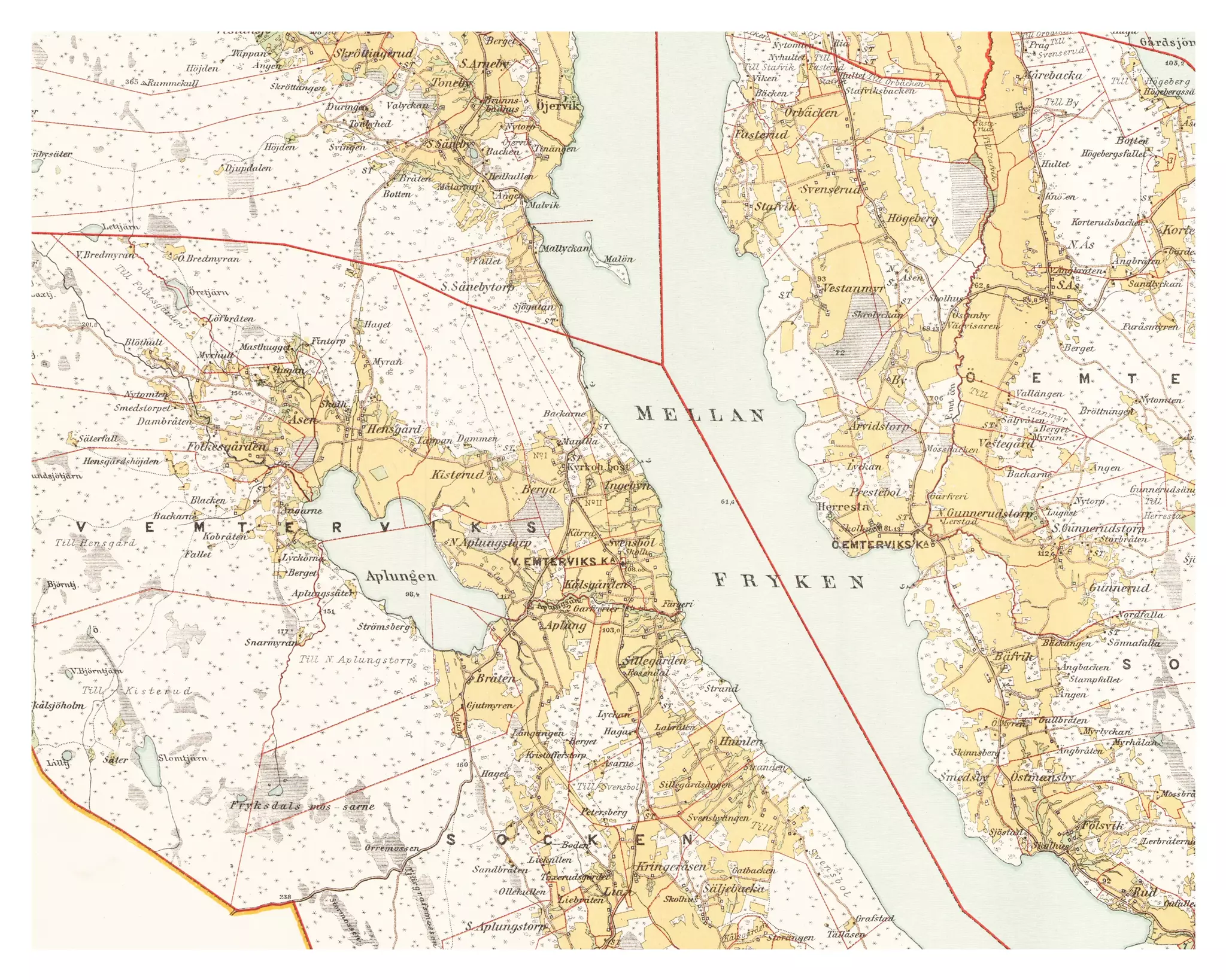 Historisk karta över Västra Ämtervik, år 1892