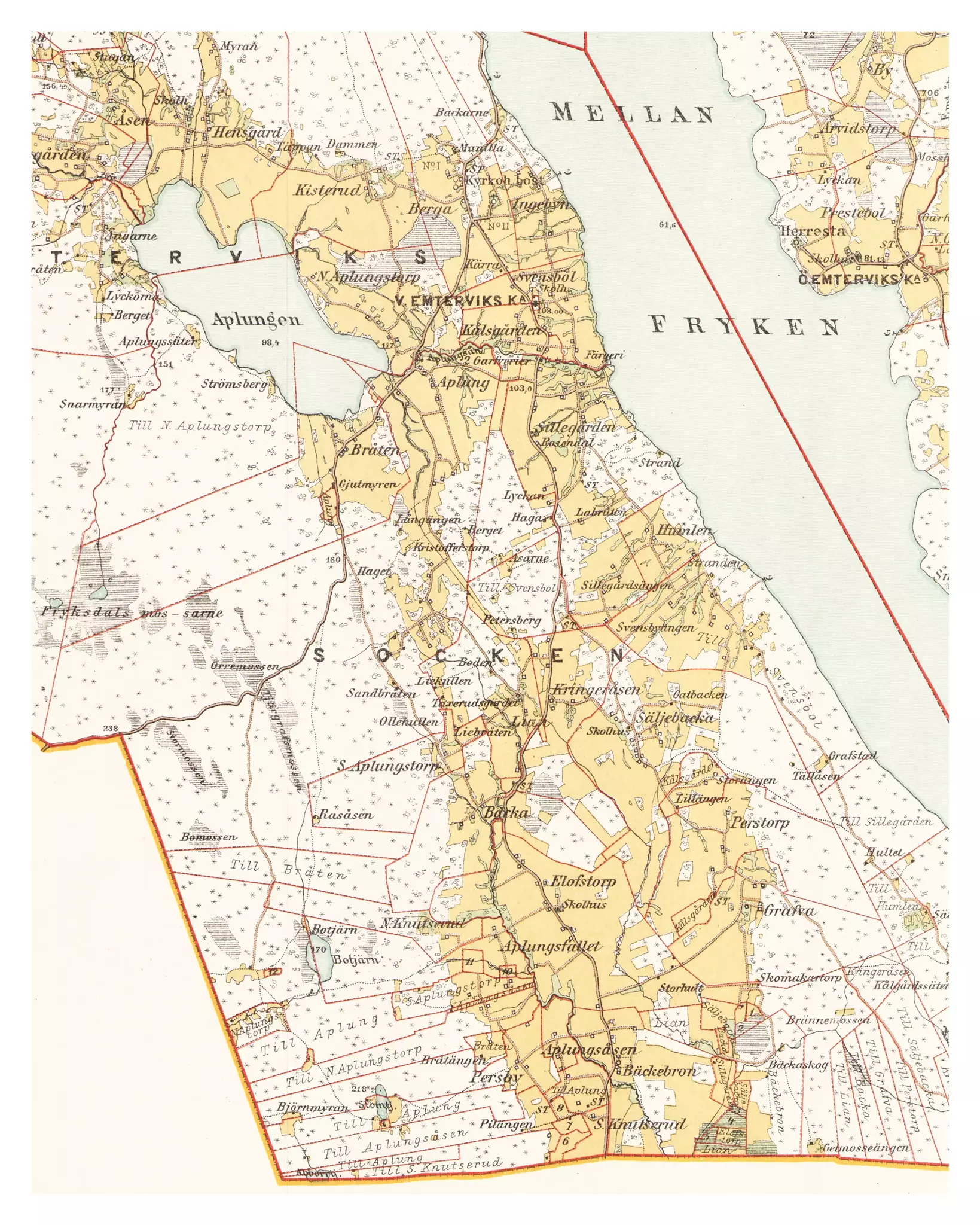 Historisk karta - Trakten söder om Västra Ämtervik