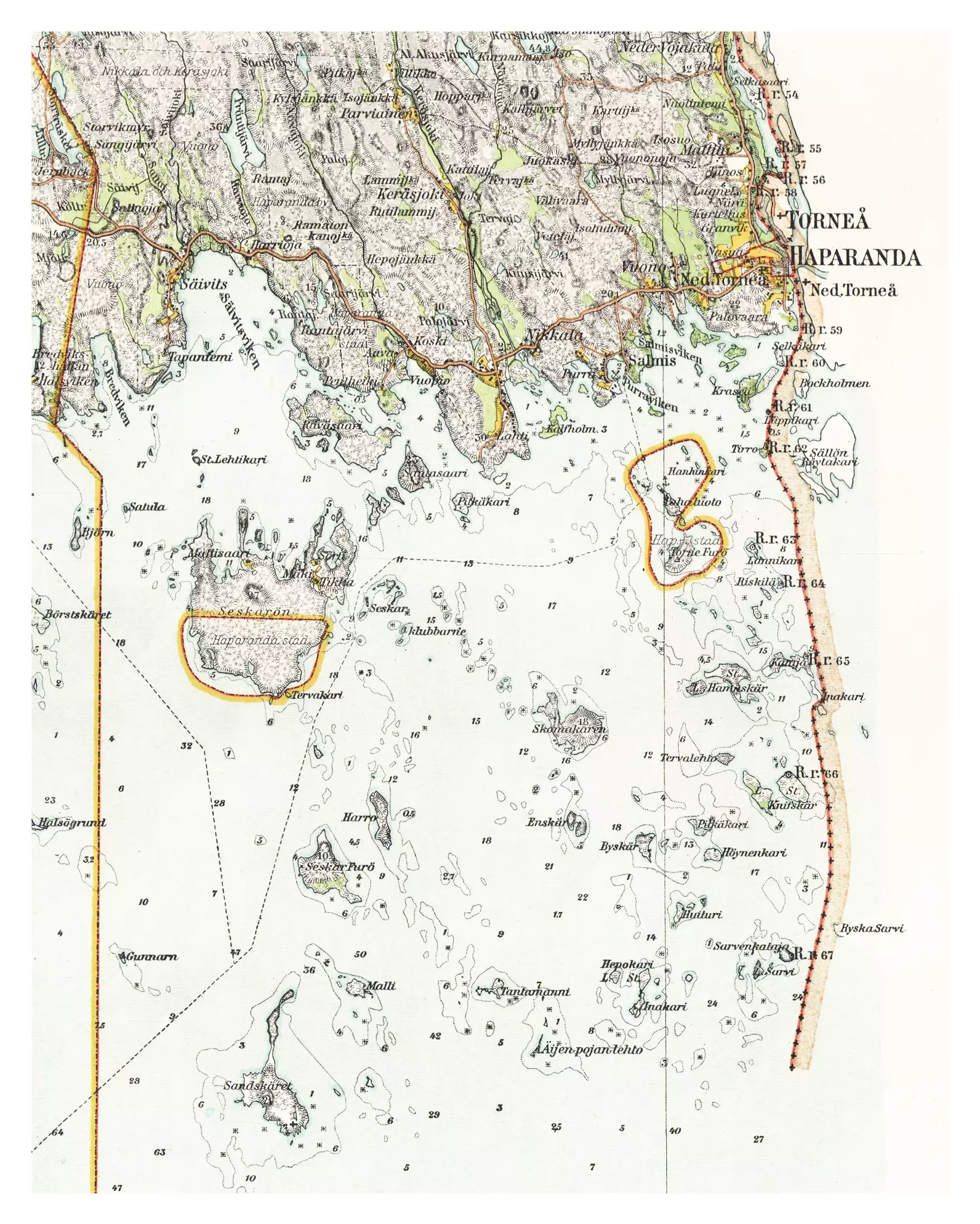 Historisk karta över Haparanda, år 1891