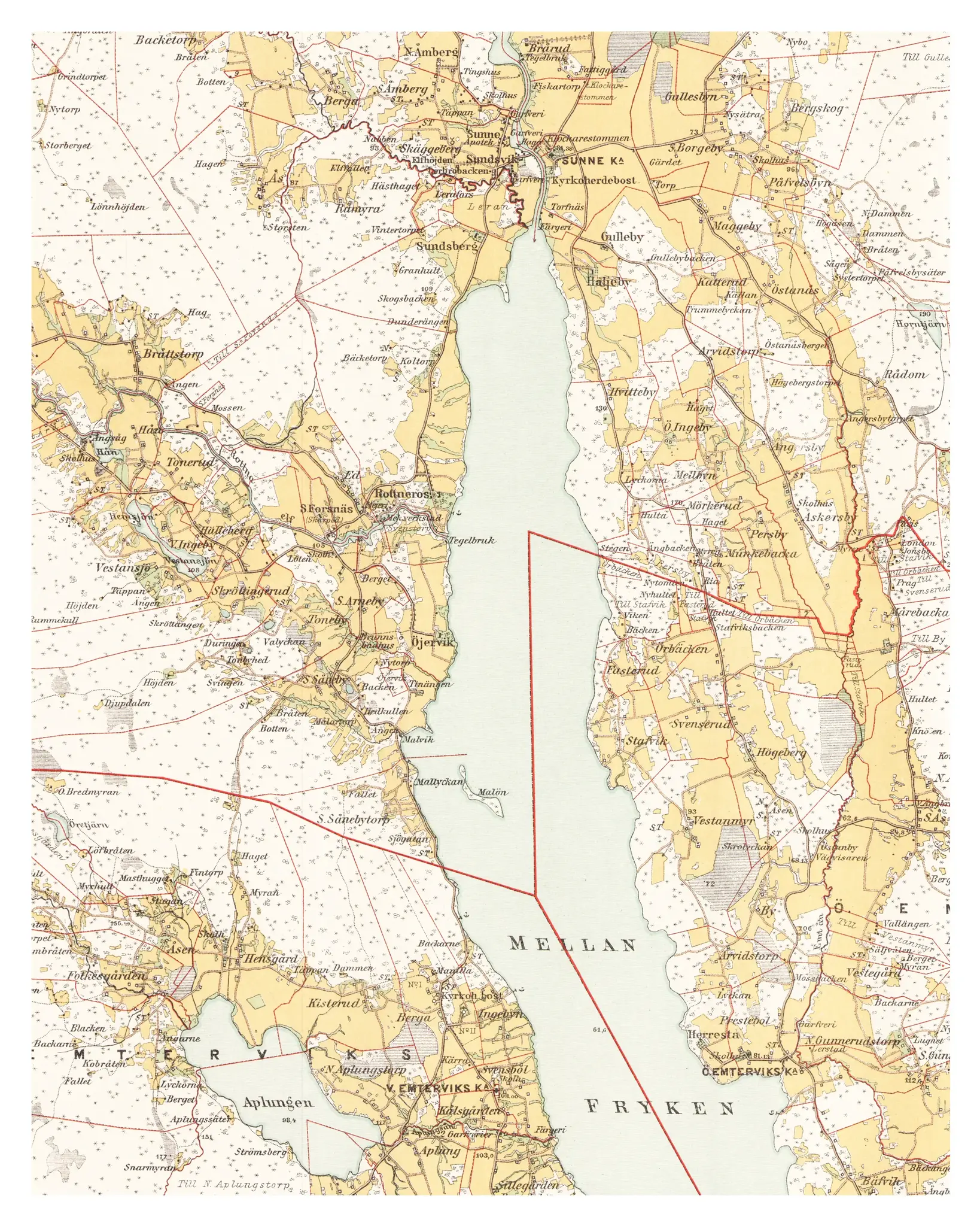 Historisk karta över Rottneros och Öjervik, år 1892