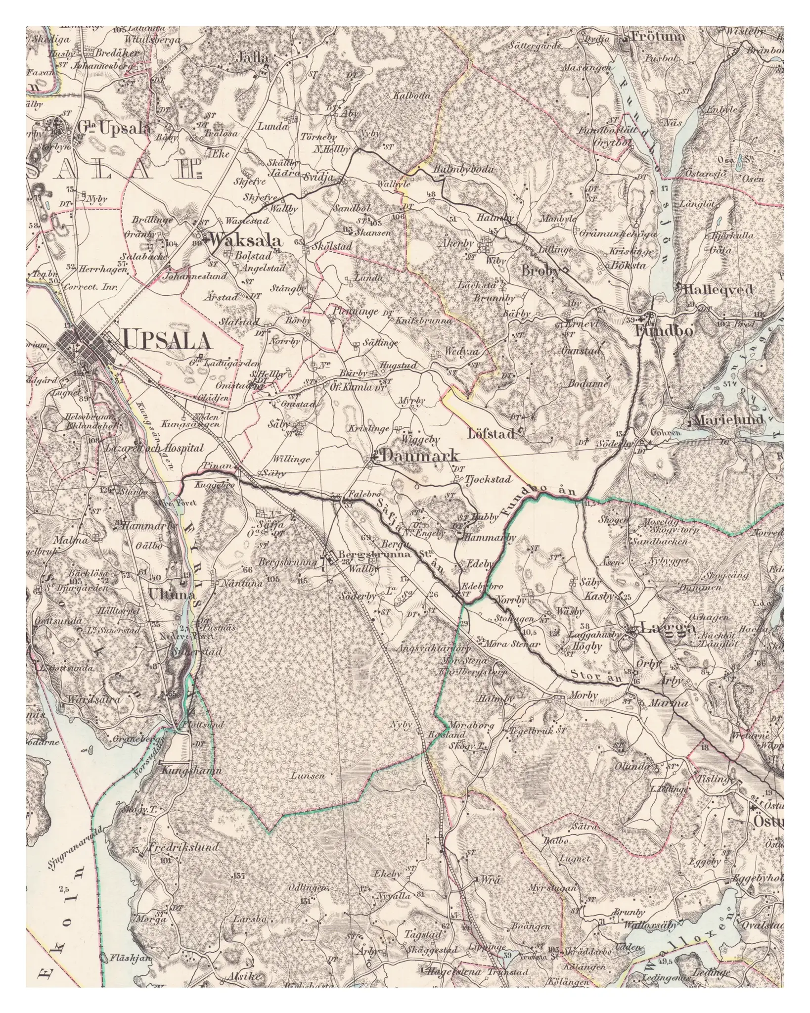 Historisk karta över Danmark, år 1867