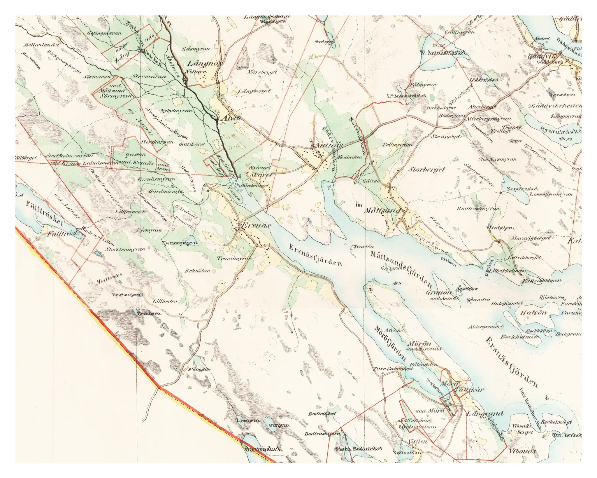 Historisk karta över Ersnäs, år 1868