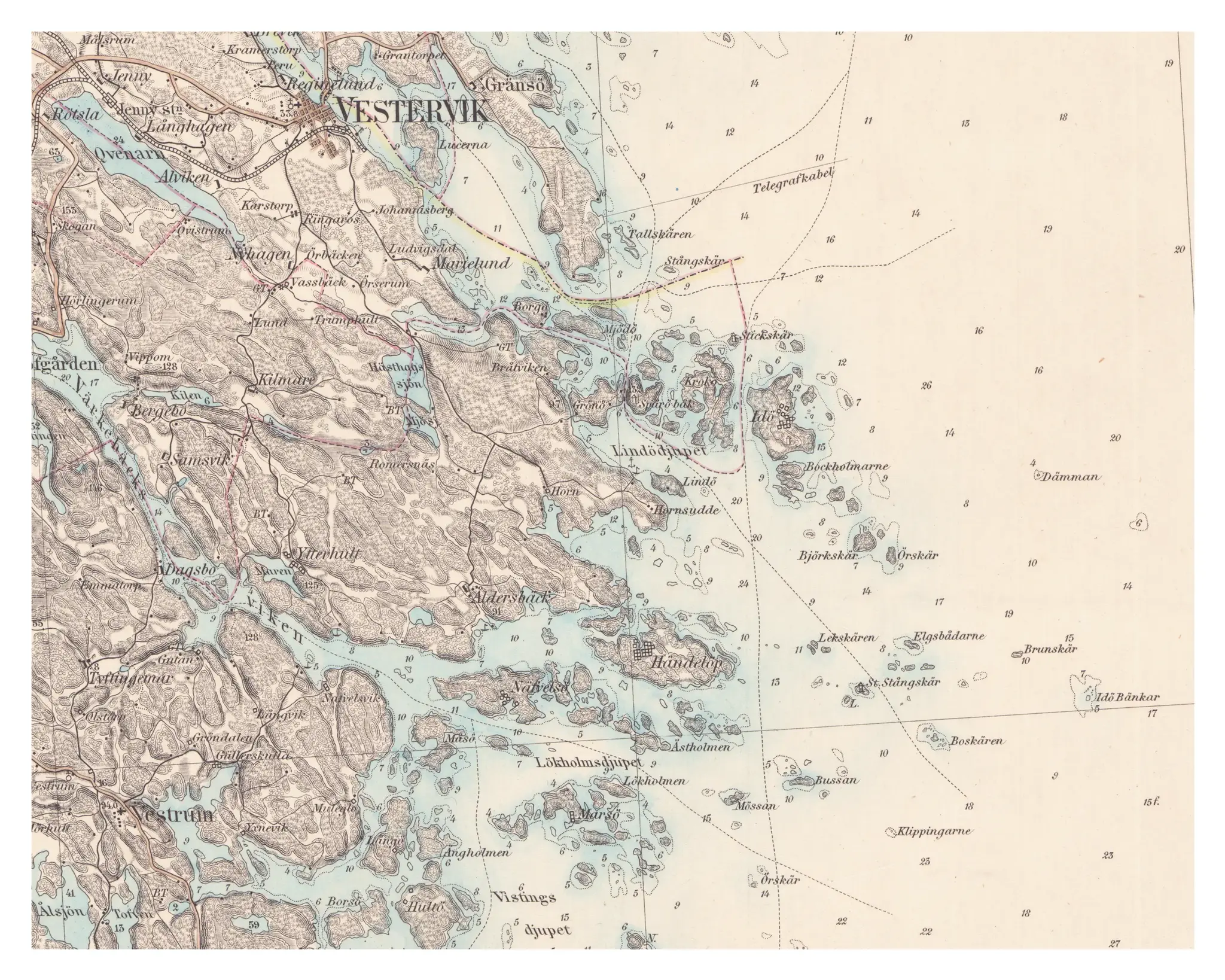 Historisk karta över Hornslandet, år 1883