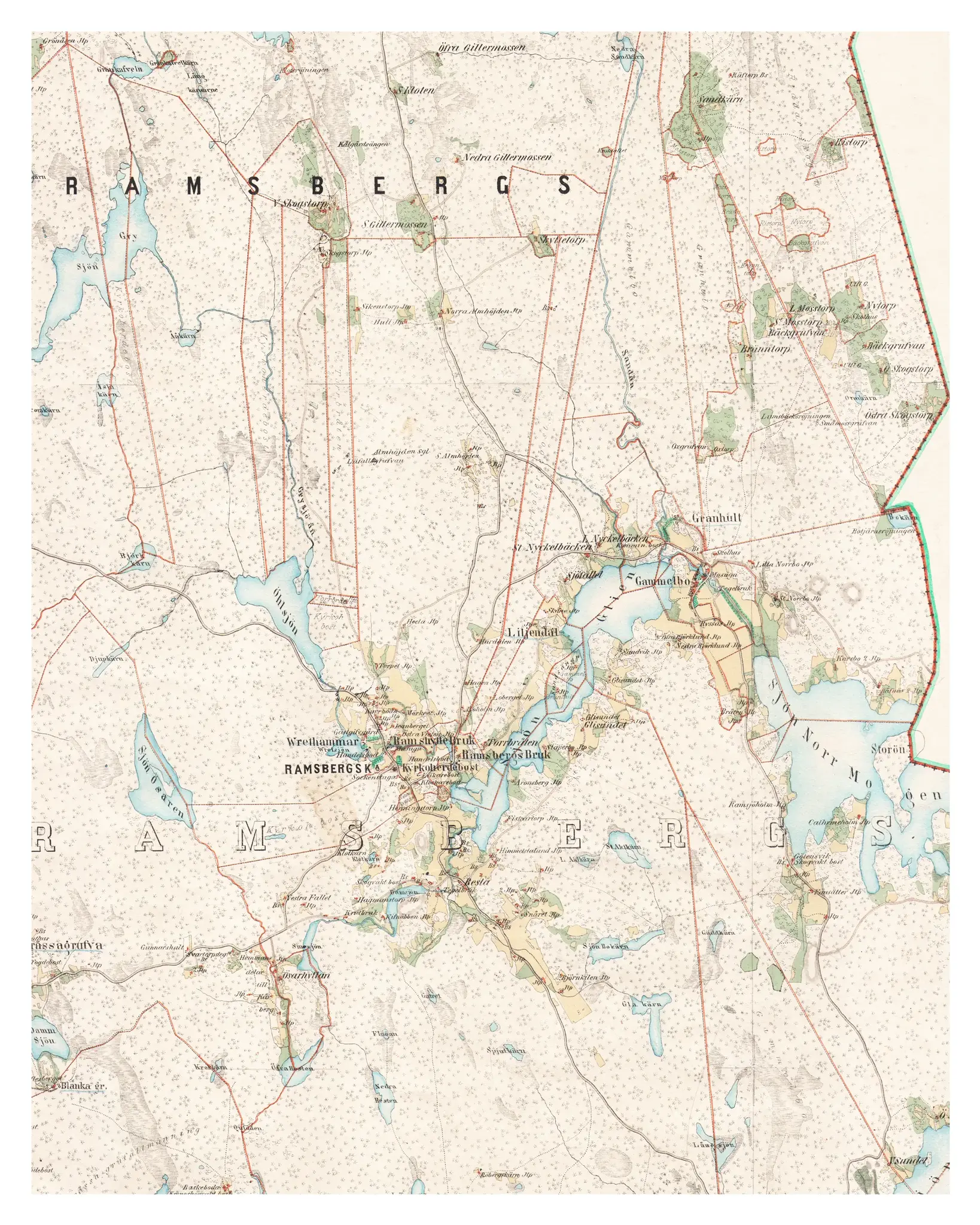 Historisk karta över Ramsberg, år 1863-1867