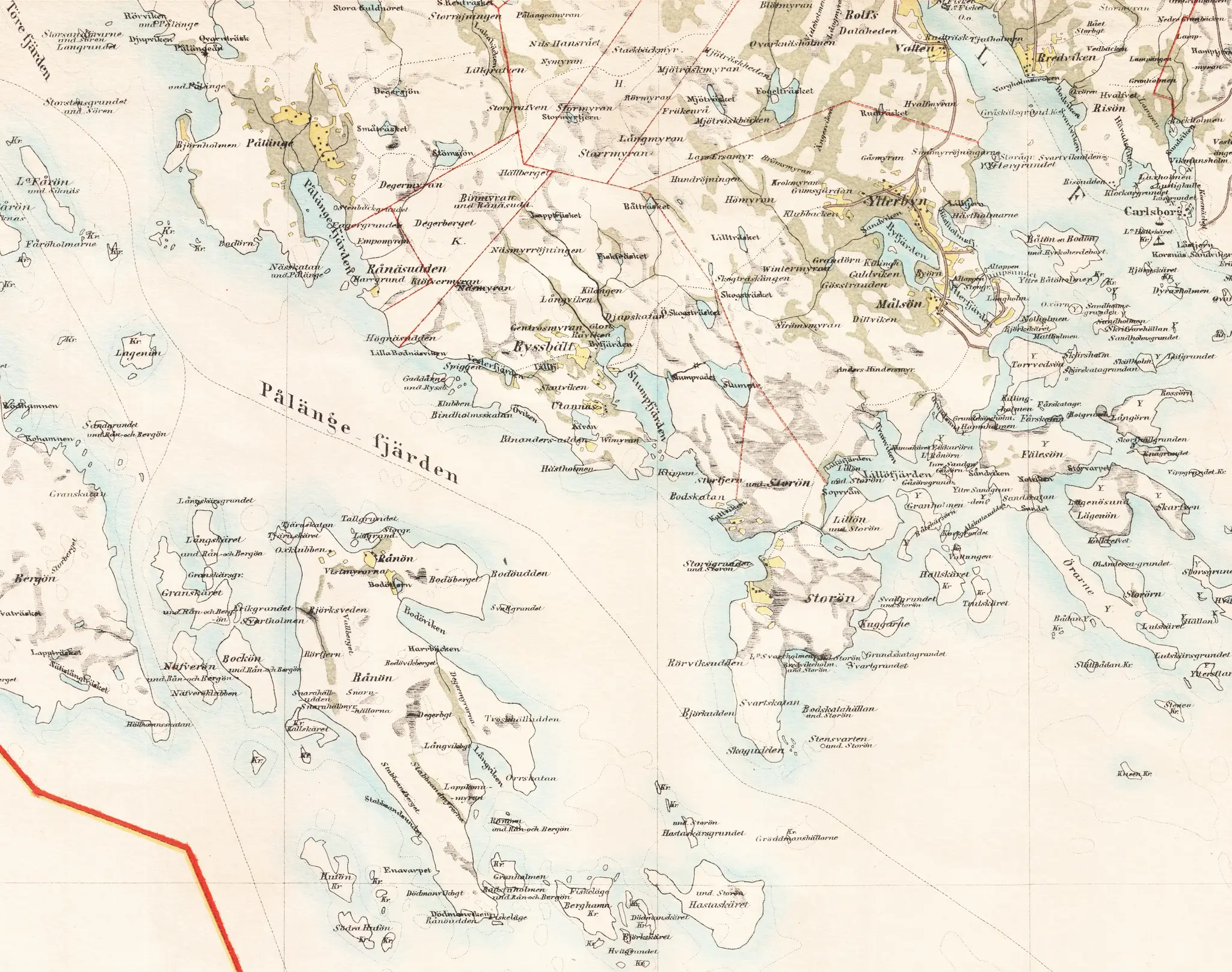 Historisk karta över Rånöfjärden, år 1871