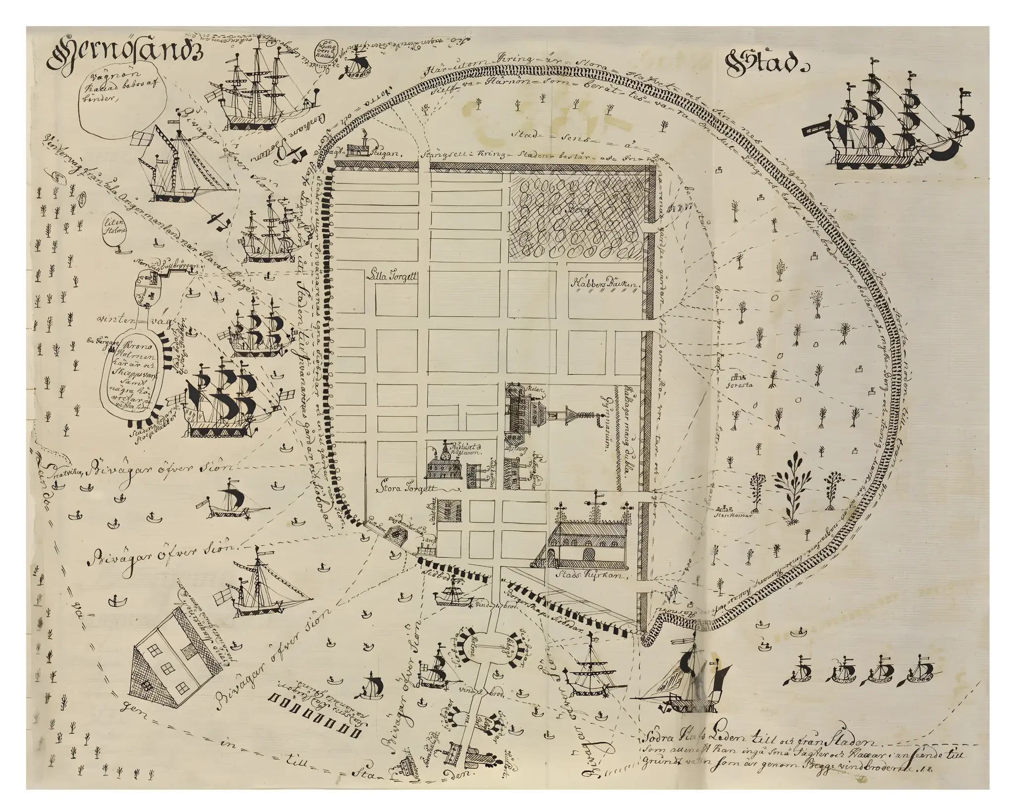 Historisk karta över Härnösand, år 1700