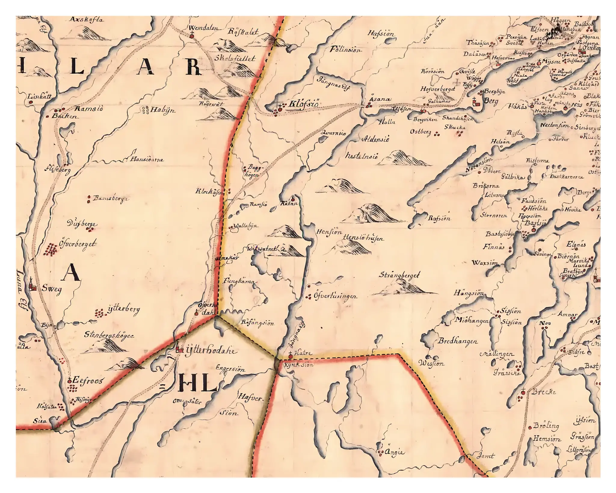 Historisk karta över Rätan, år 1710