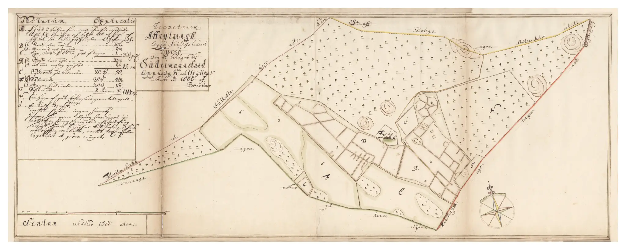 Historisk karta över Fyrö, år 1688