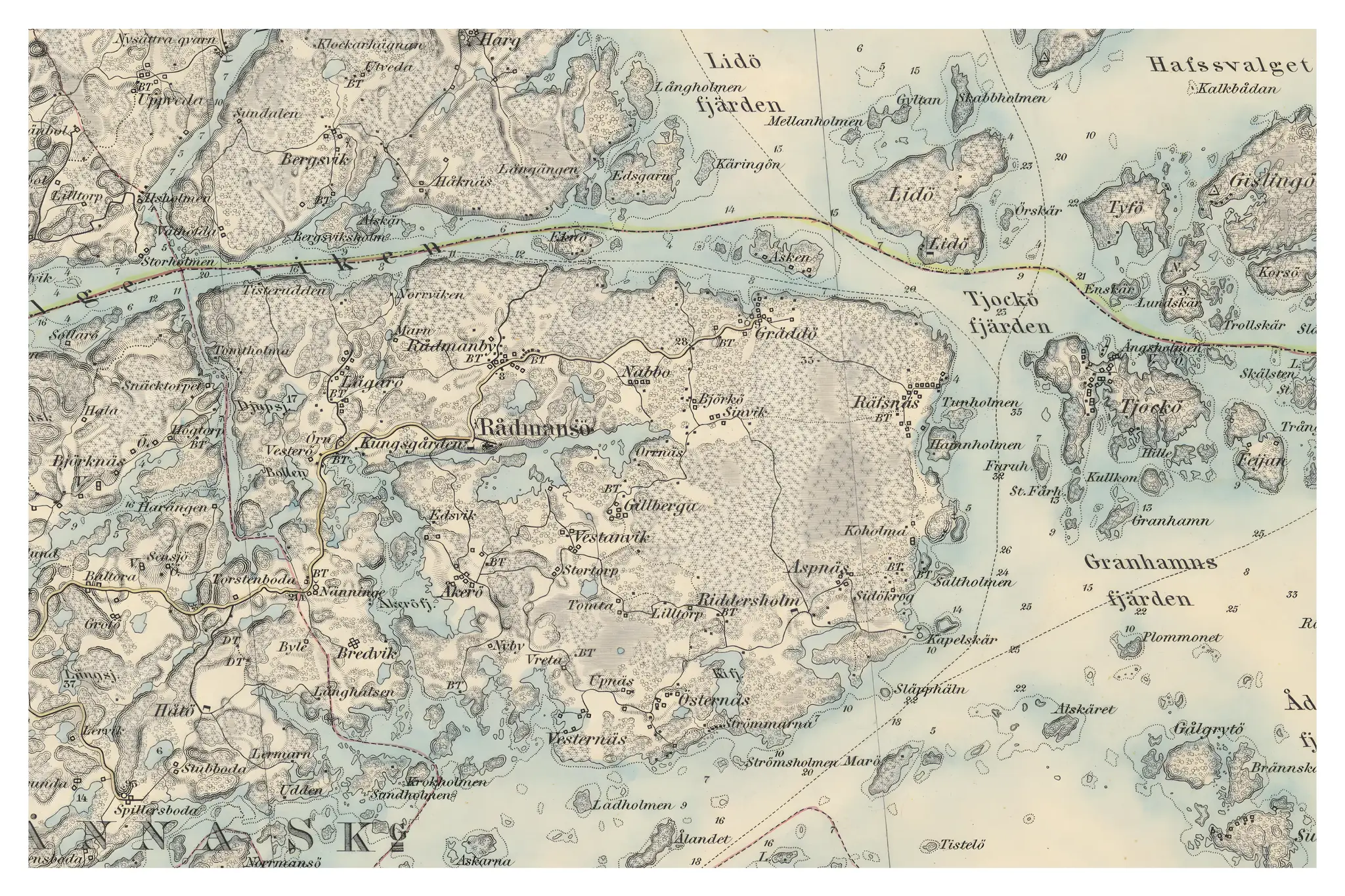 Historisk karta över Rådmansö, år 1879