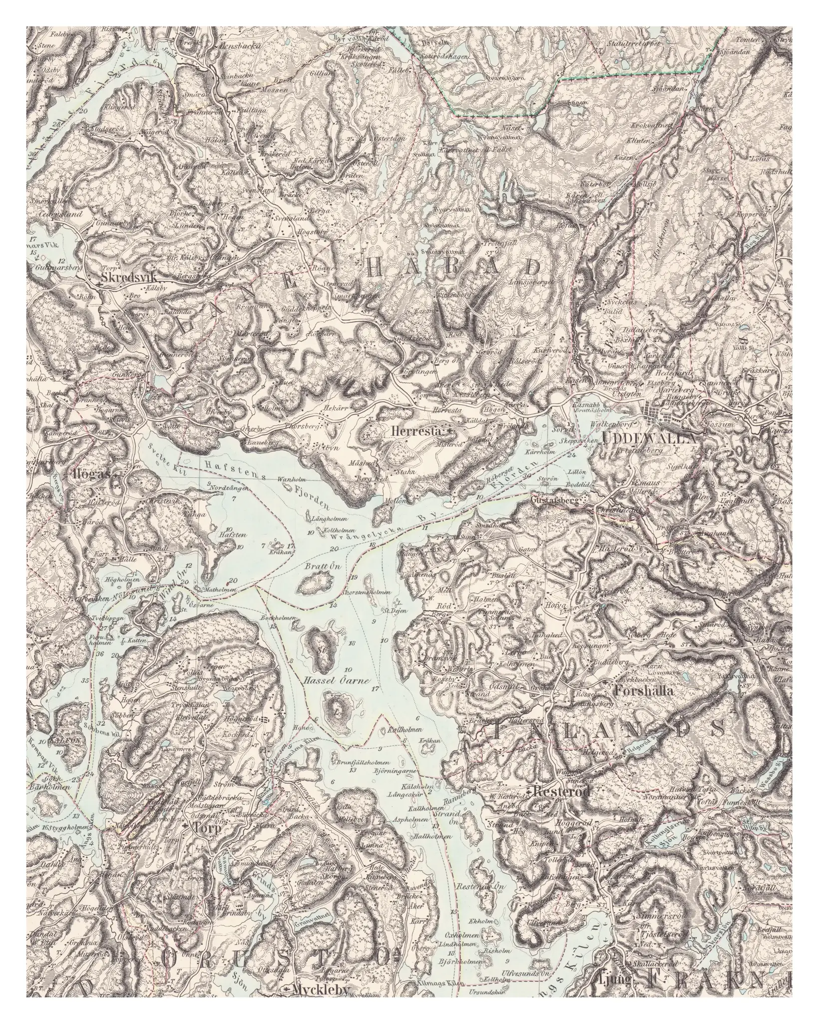 Historisk karta över Byfjorden, år 1858
