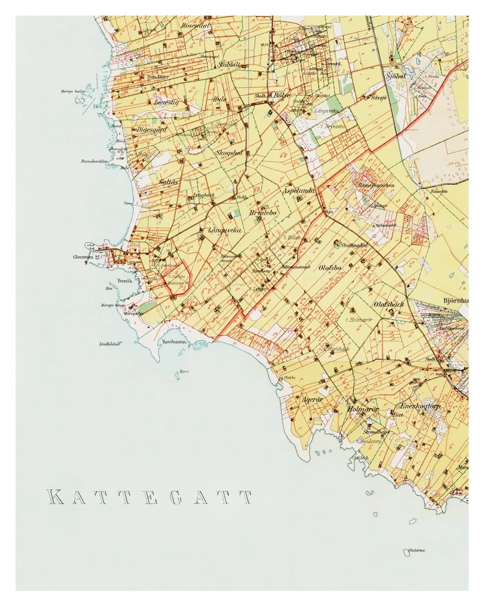Historisk karta över Glommen, år 1923