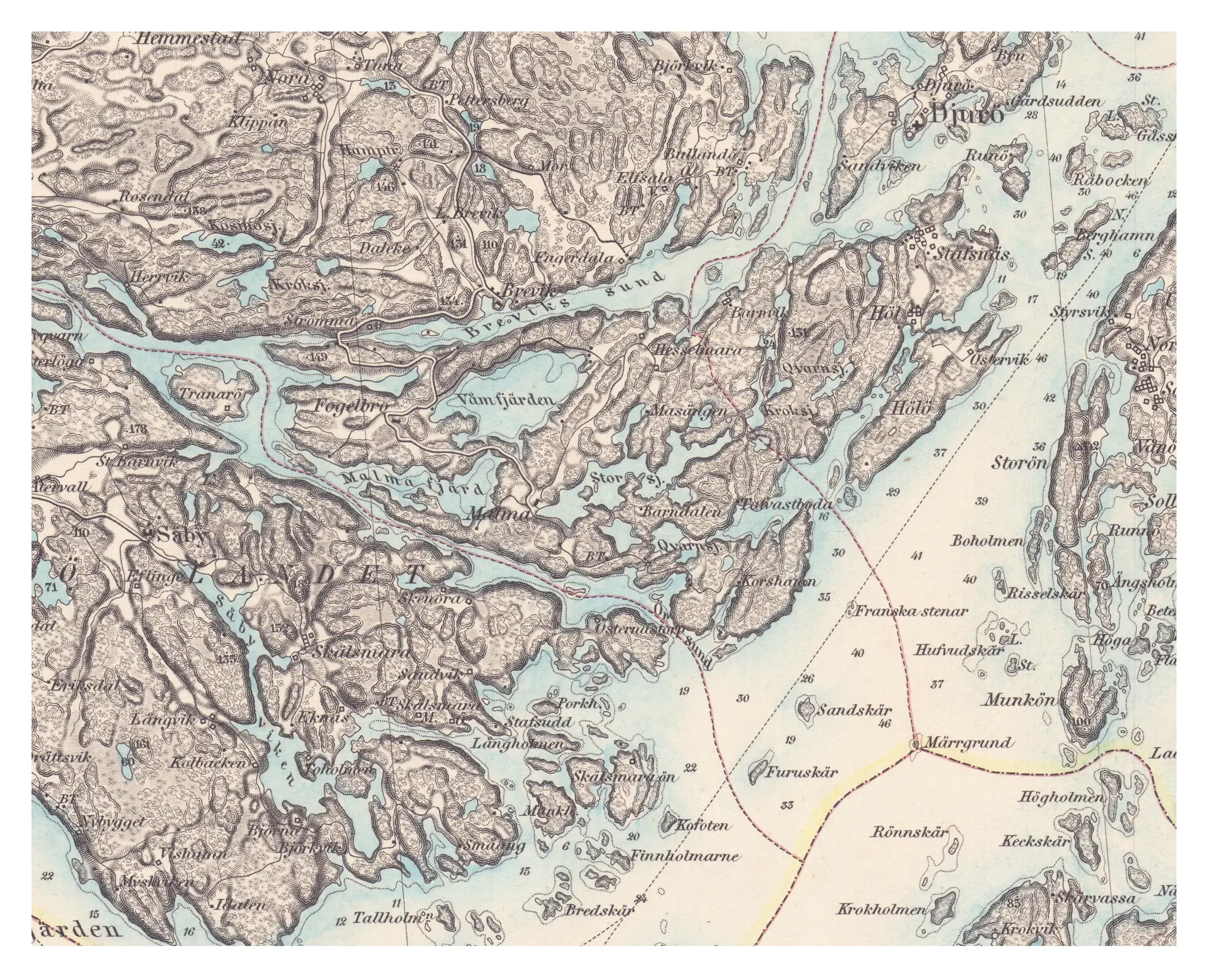 Historisk karta över Fågelbrolandet, år 1877