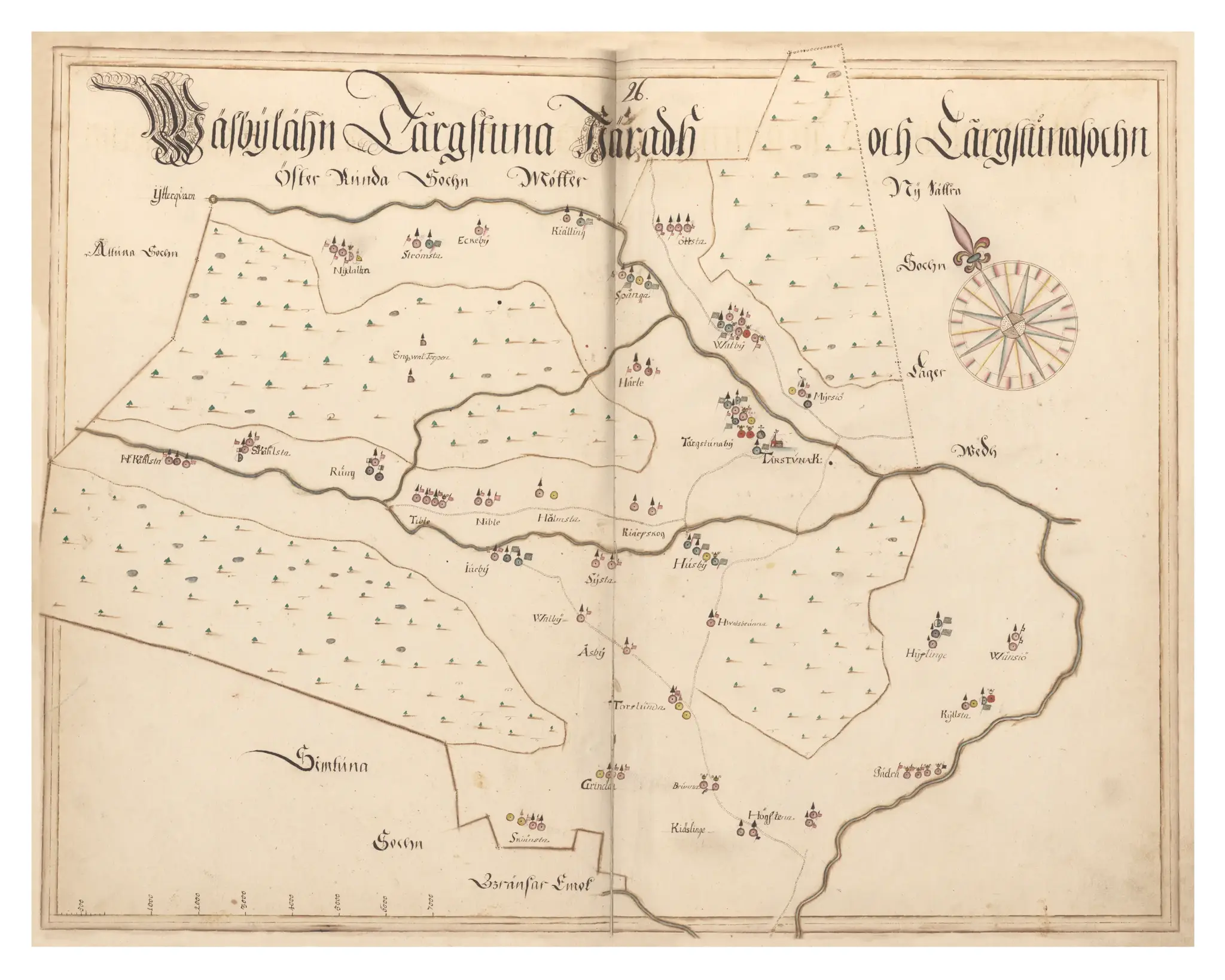Historisk karta över Torstuna, år 1688