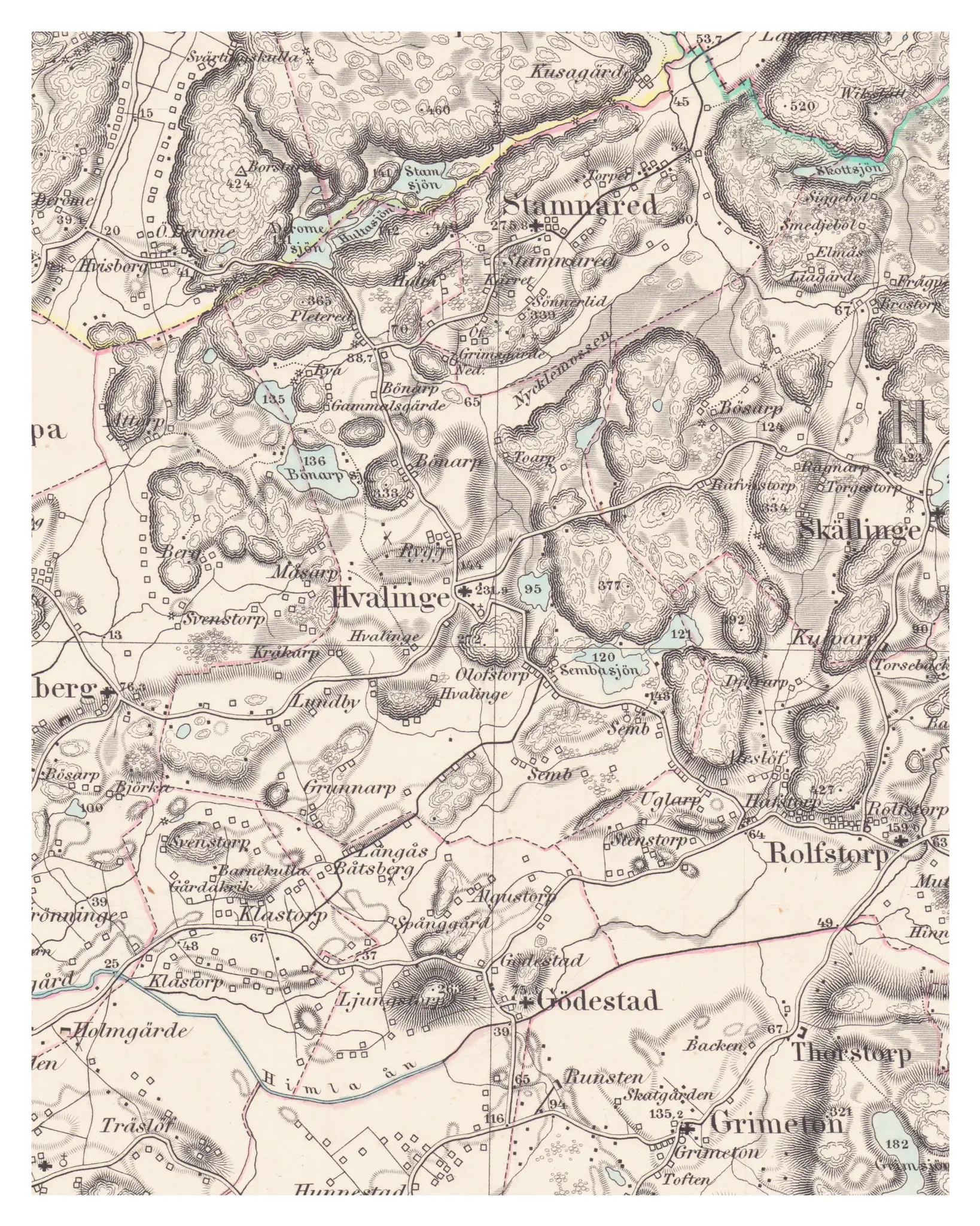 Historisk karta över Valinge, år 1872