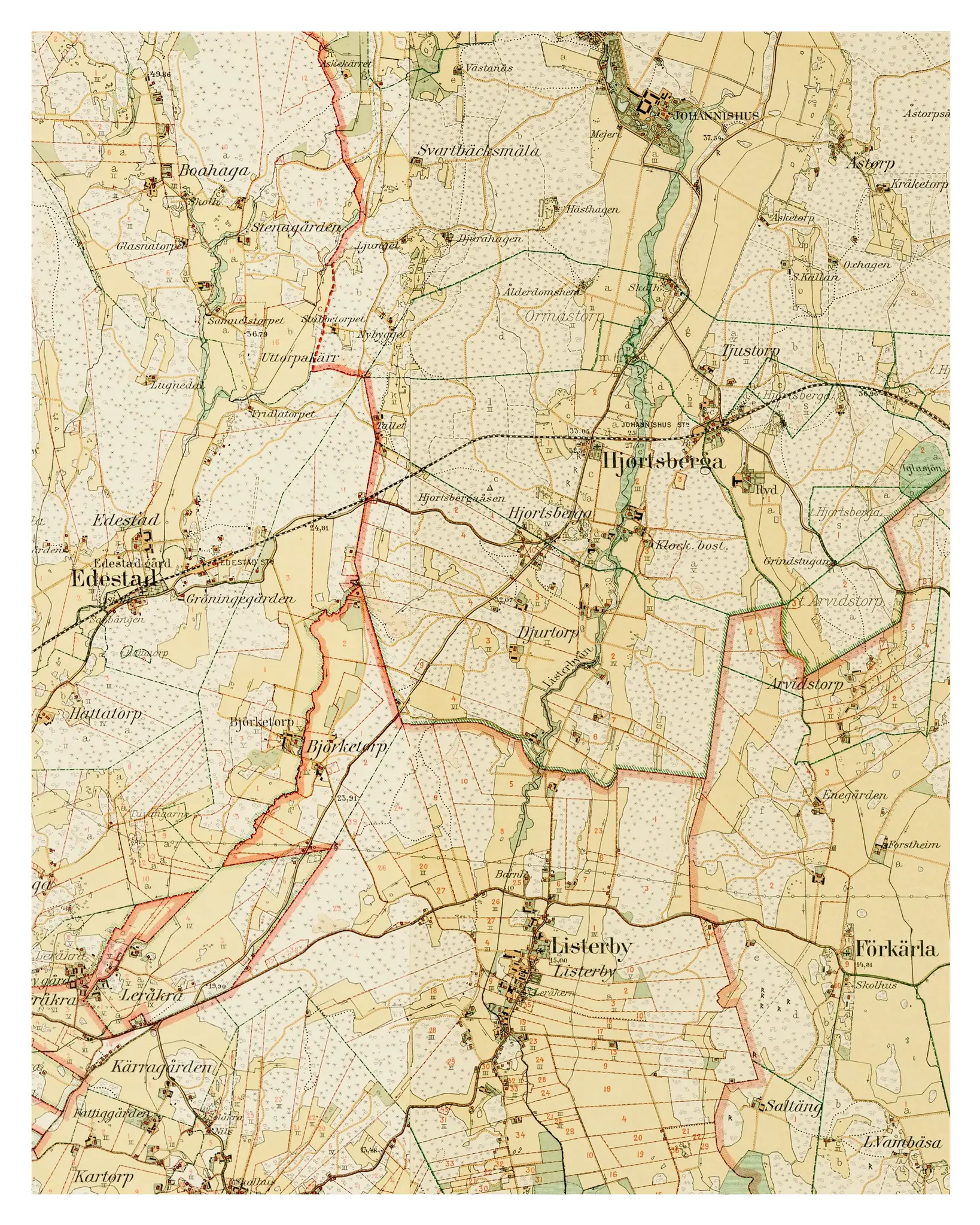 Historisk karta över Johannishus, år 1918