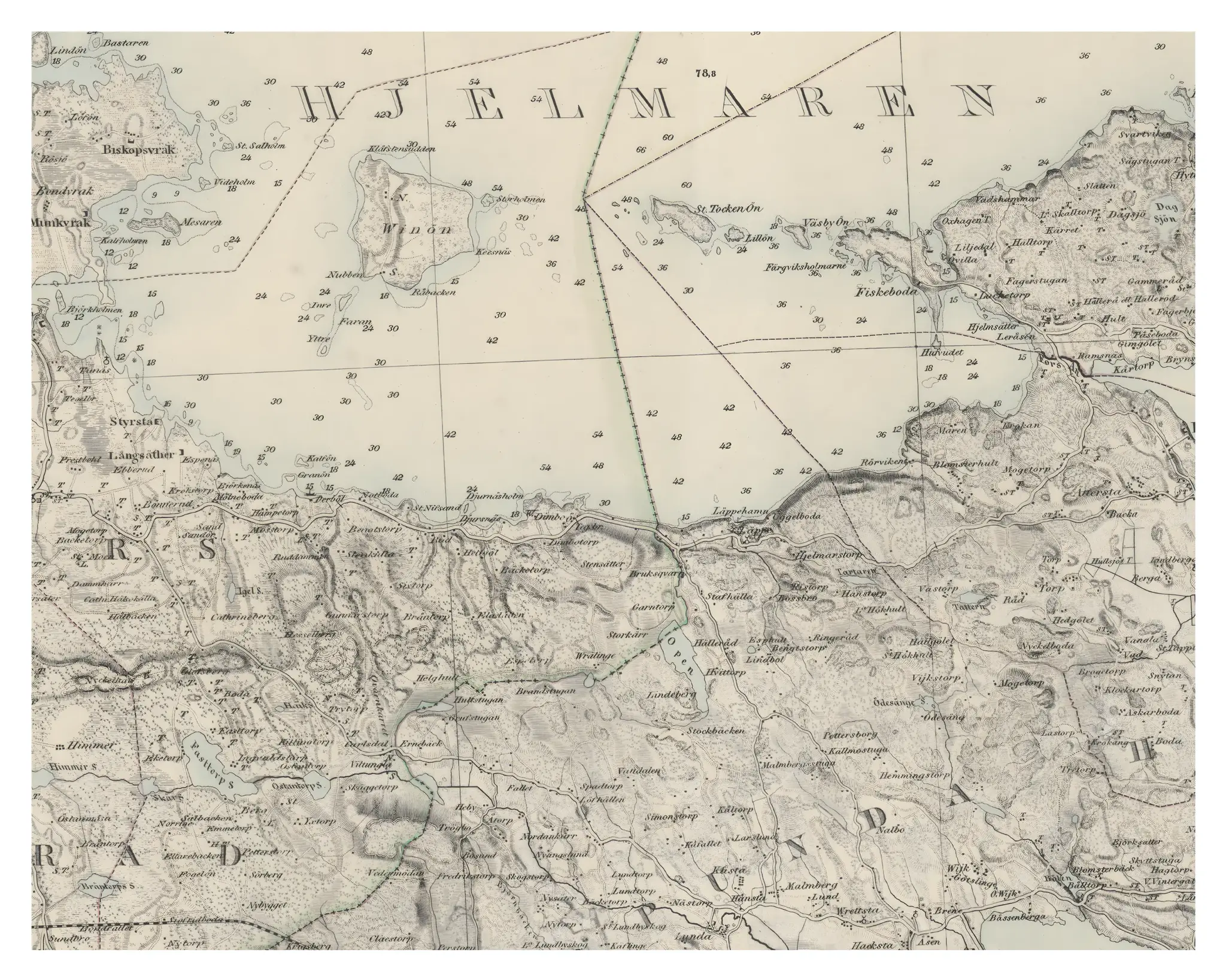 Historisk karta över Läppe och Vinön, år 1859
