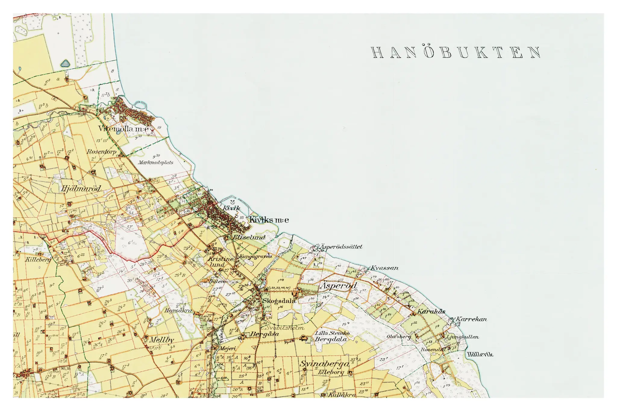 Historisk karta över Kivik, år 1931