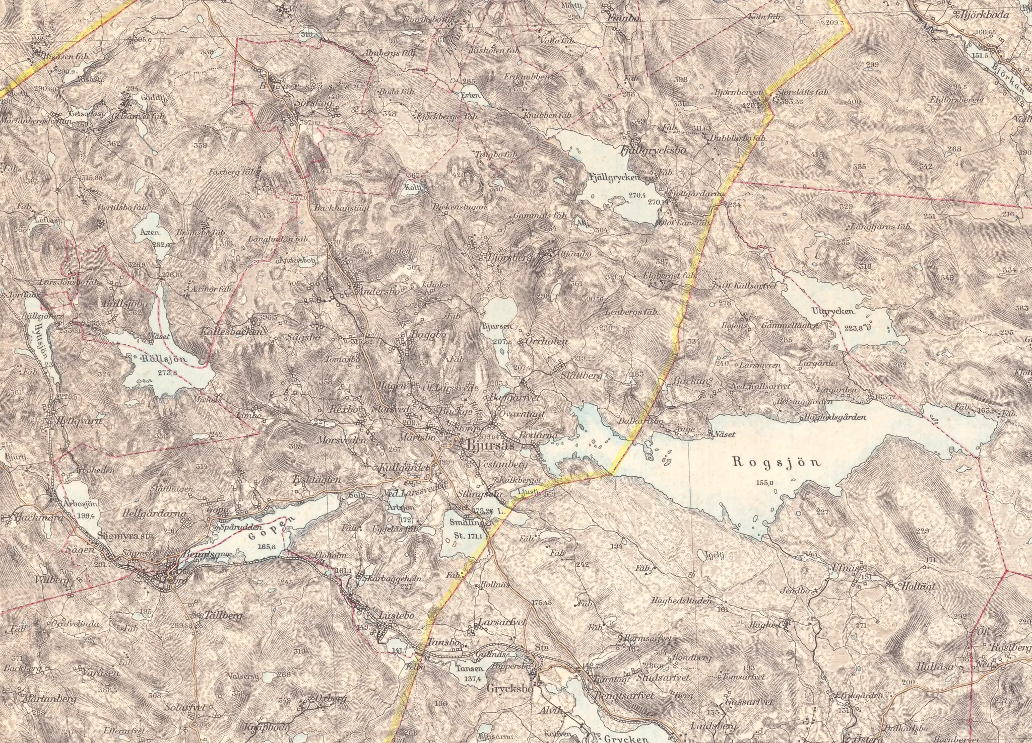 Historisk karta över Bjursås, år 1899