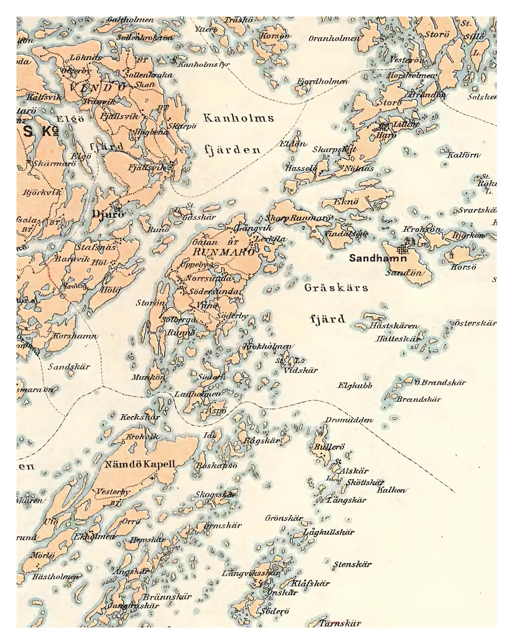 Historisk karta över Runmarö, år 1886