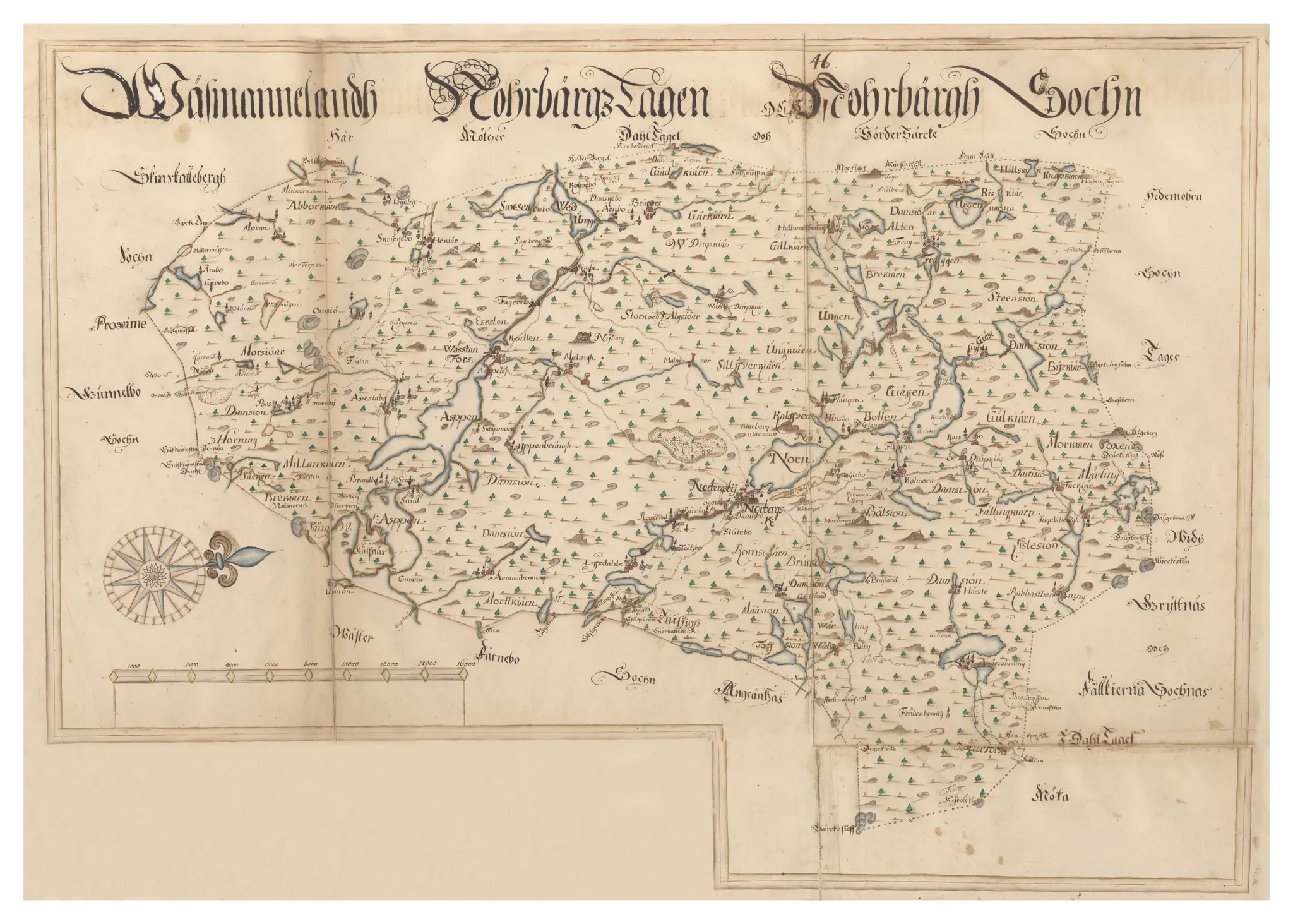 Historisk karta över Norbergs socken, år 1688