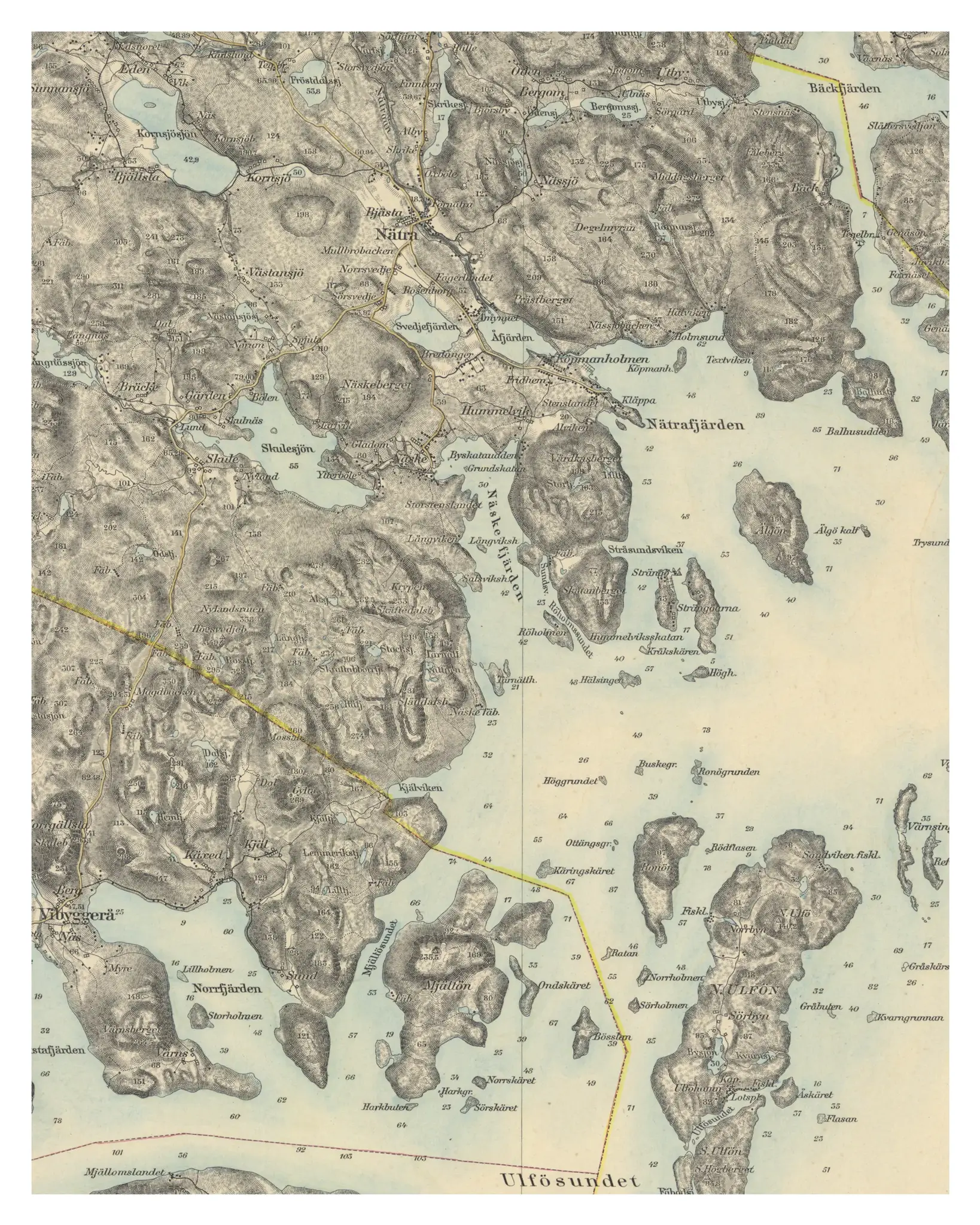 Historisk karta över Bjästa och Köpmanholmen, år 1910