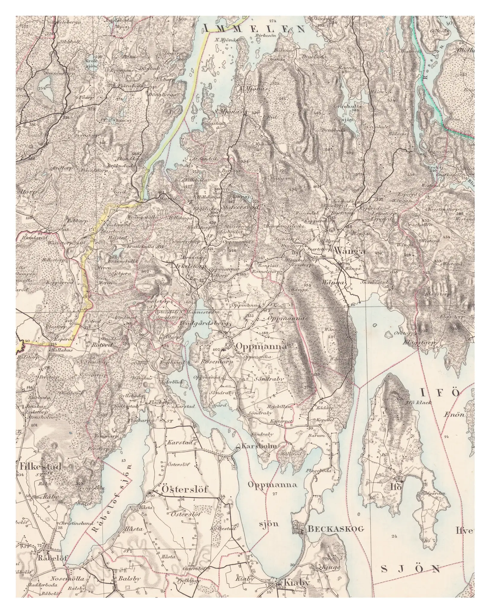Historisk karta över Arkelstorp, år 1869