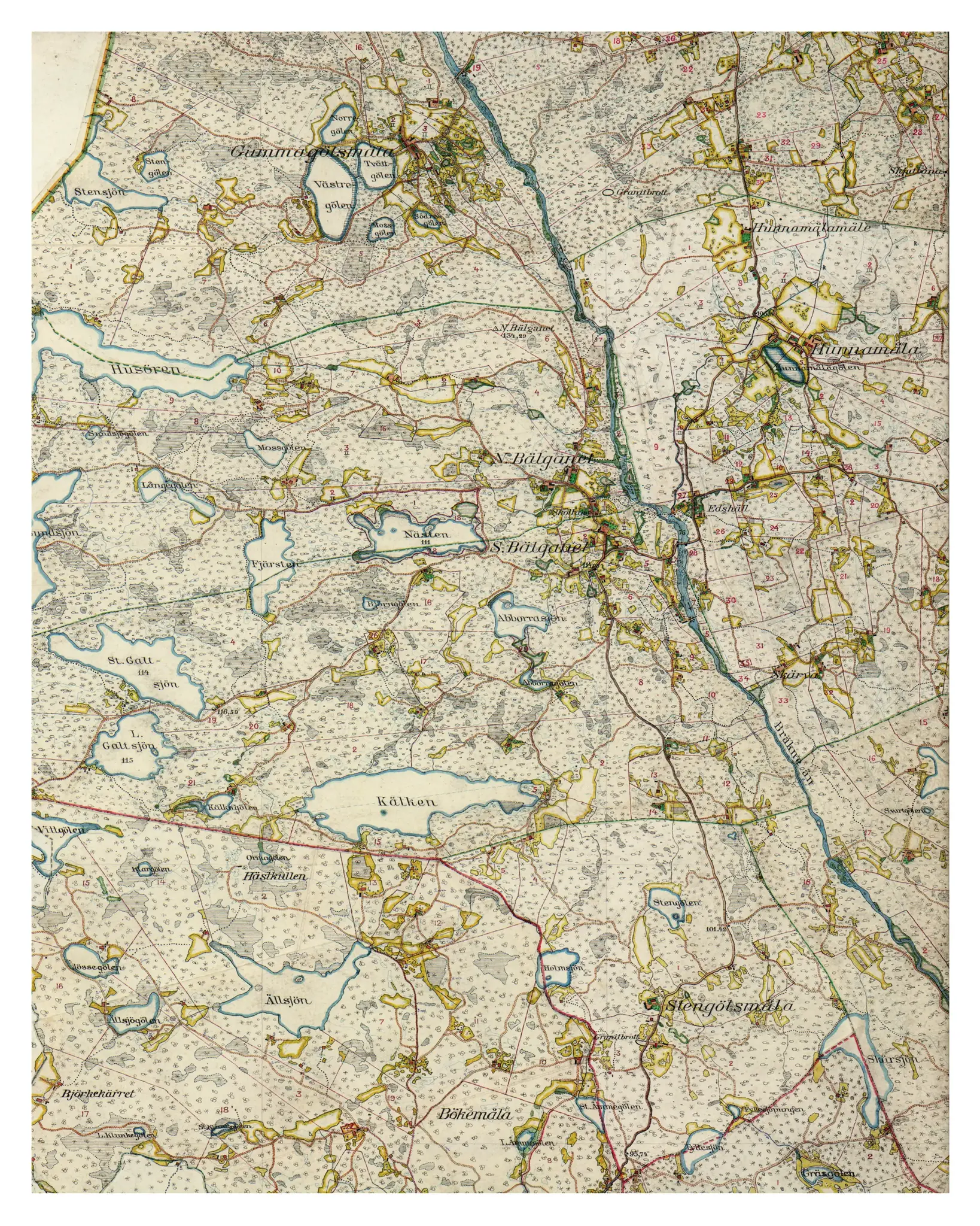 Historisk karta över Belganet, år 1915-1919