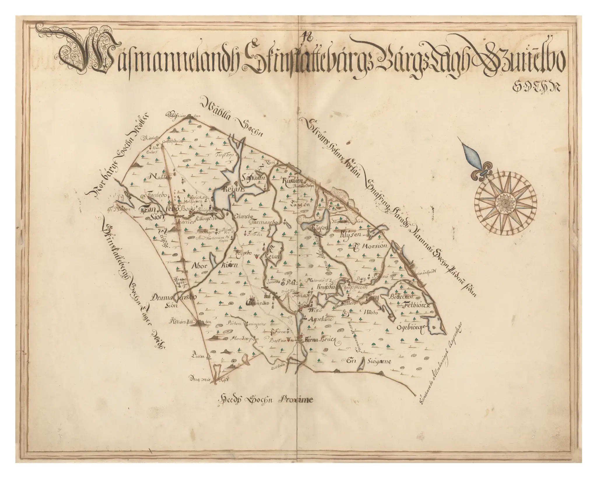 Historisk karta över Gunnilbo socken, år 1688