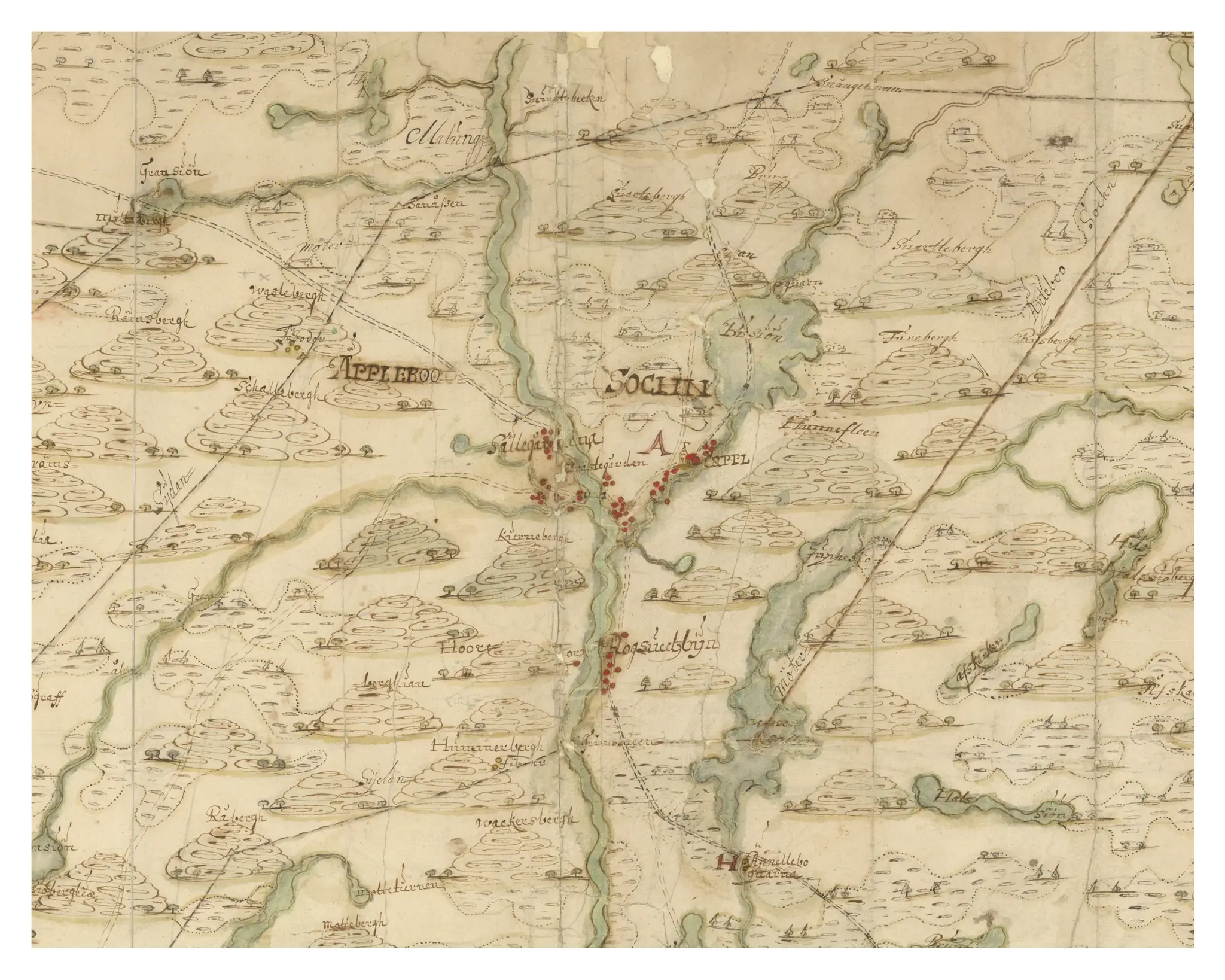 Historisk karta över Äppelbo, år 1675