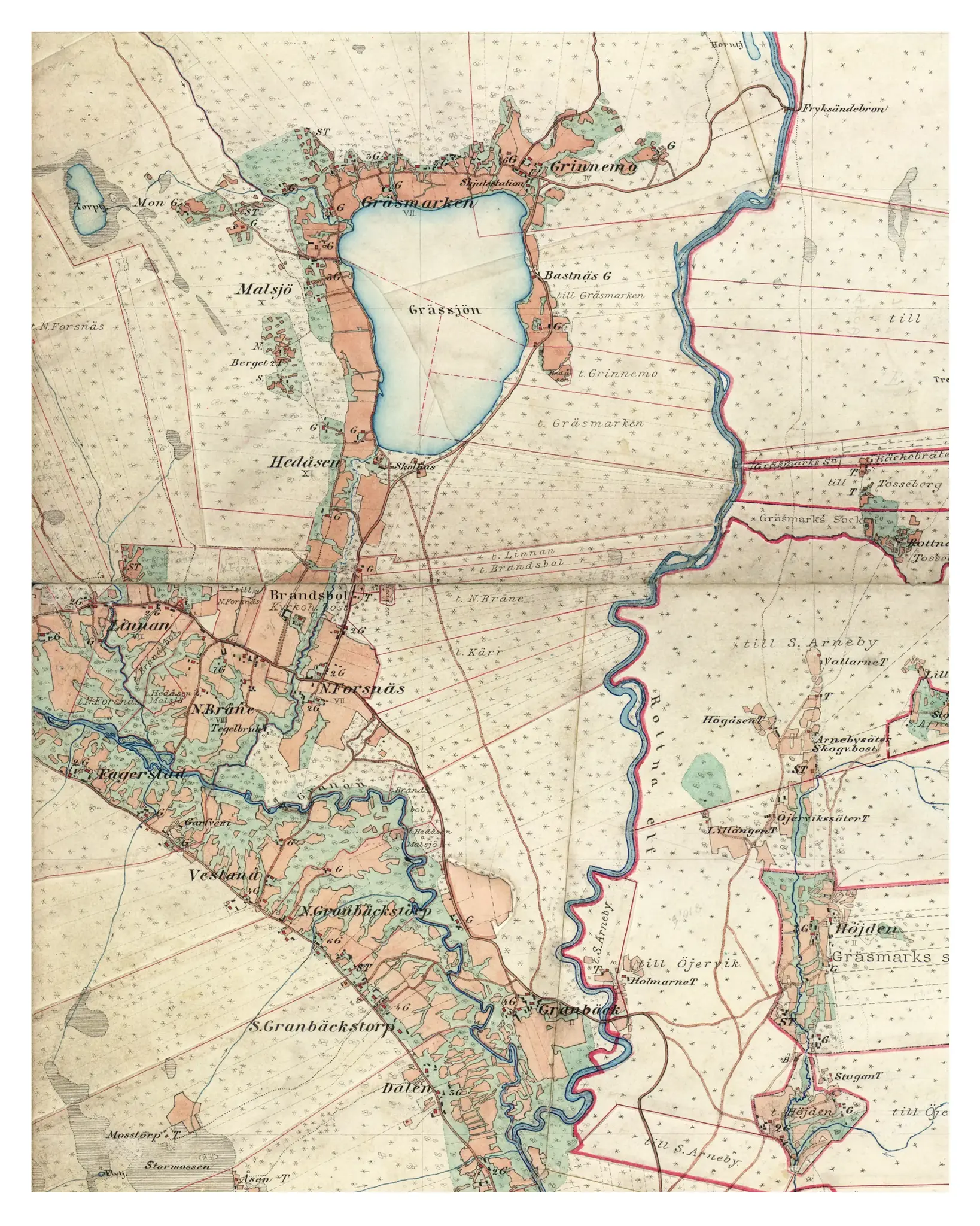 Historisk karta över Hedås, år 1883-1895