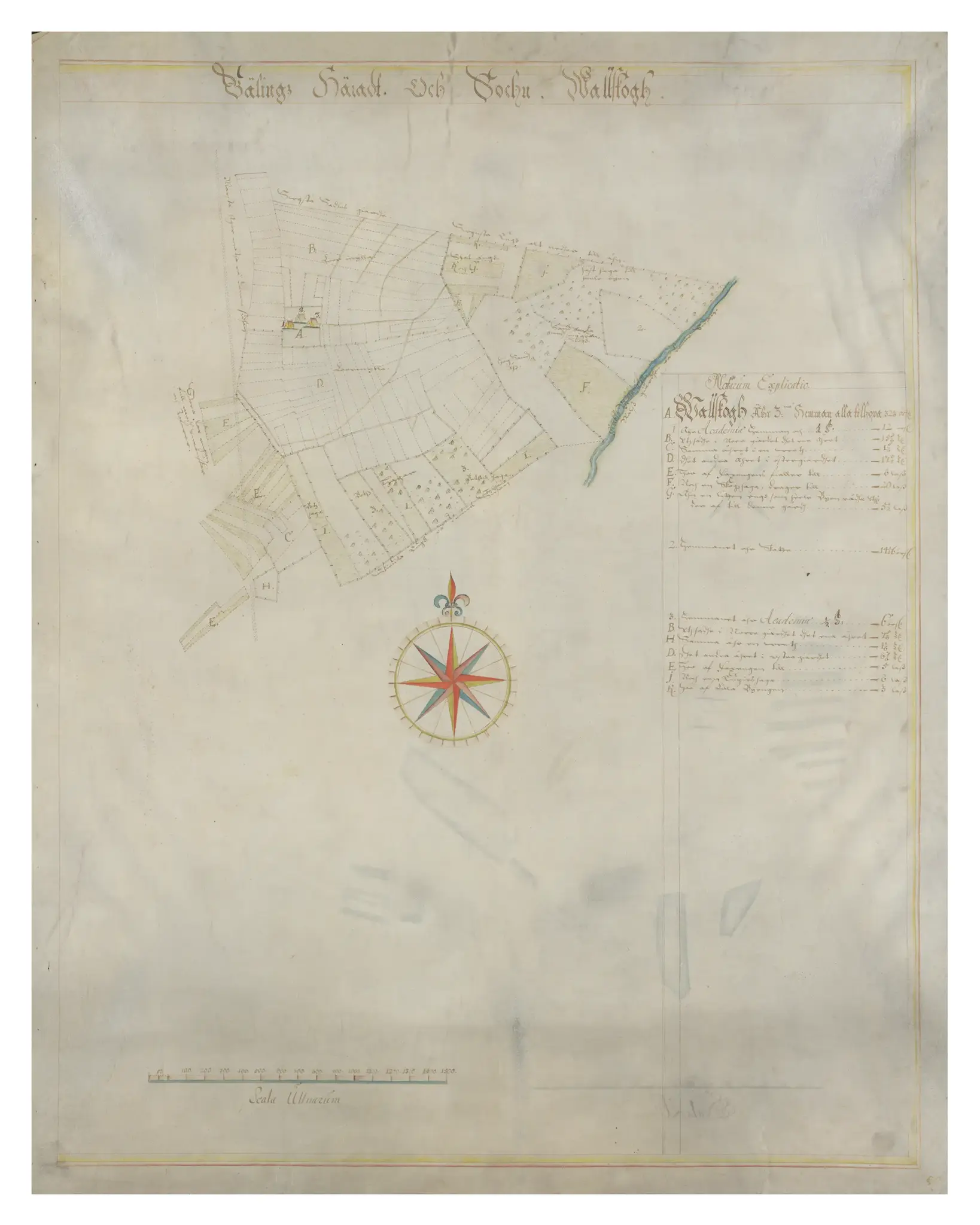 Historisk karta över Vallskog, år 1661-1671