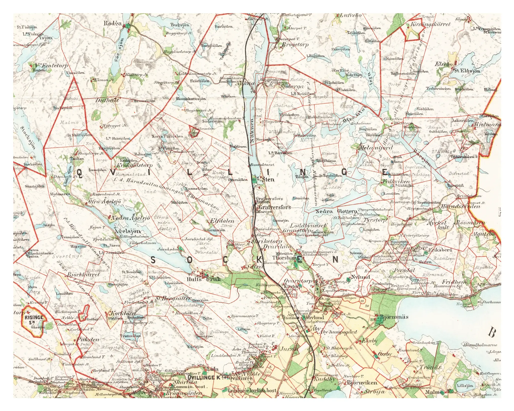 Historisk karta över Åby och Näkna, år 1868-1871