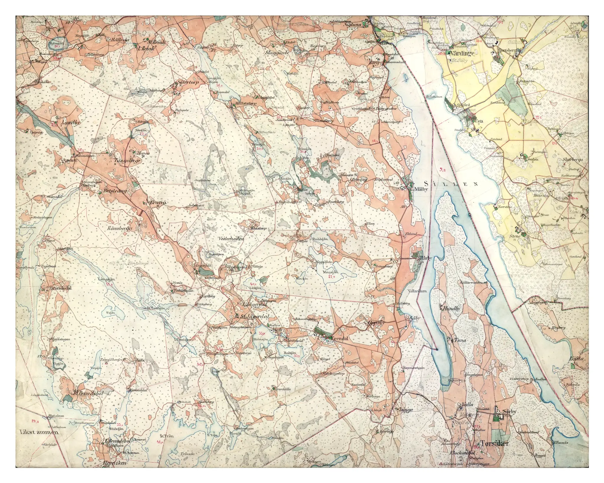 Historisk karta över Malmsjöstugan och Ehrendal, år 1897-1901
