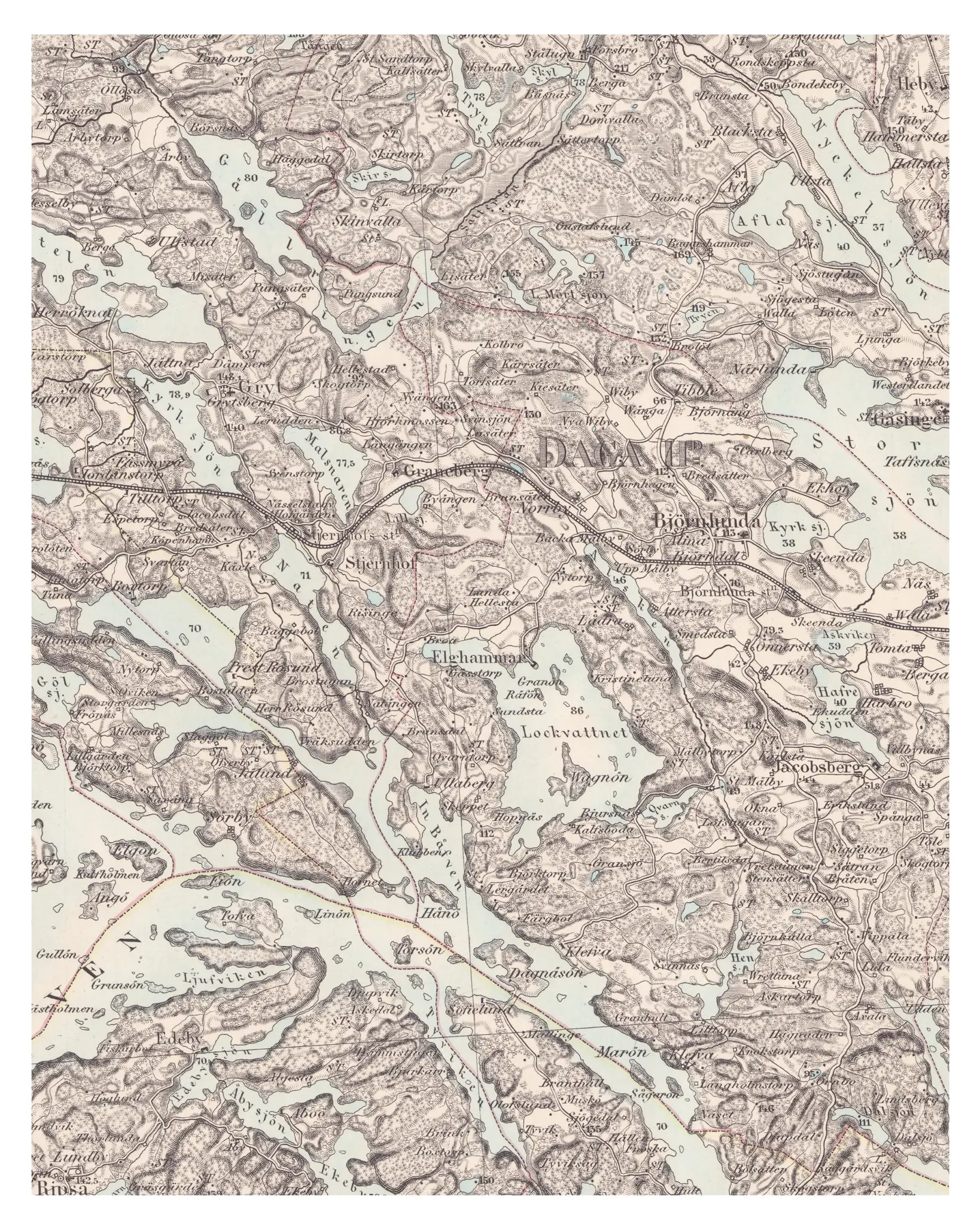 Historisk karta över Björnlunda och Stjärnhov, år 1872
