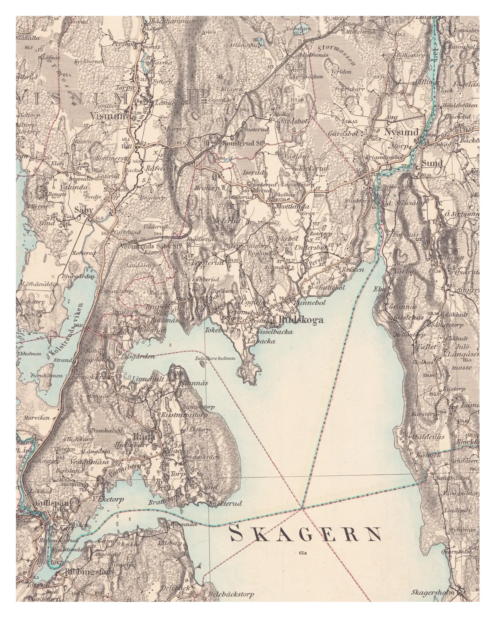 Historisk karta över Rudskoga, år 1888