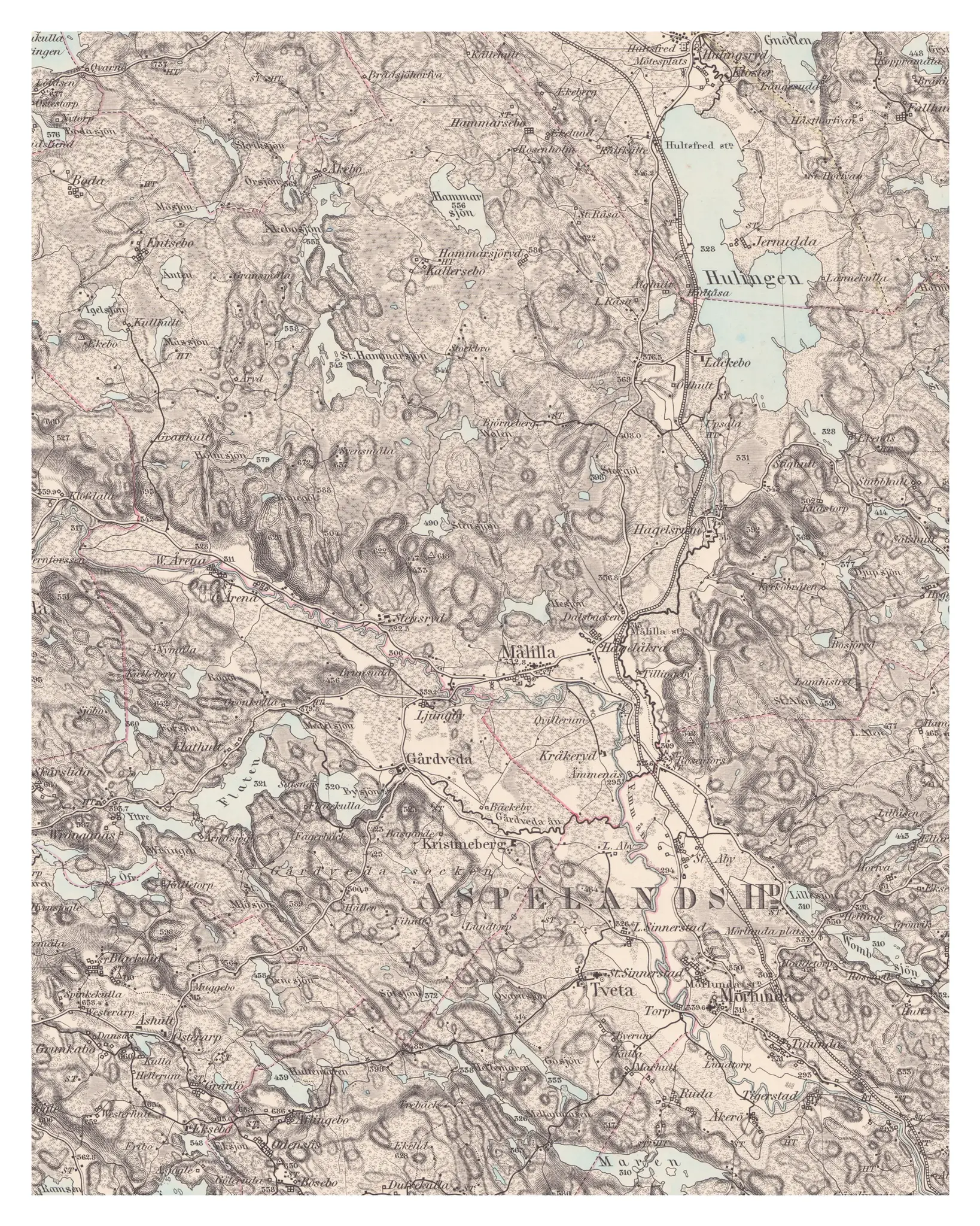 Historisk karta över Målilla, 1876